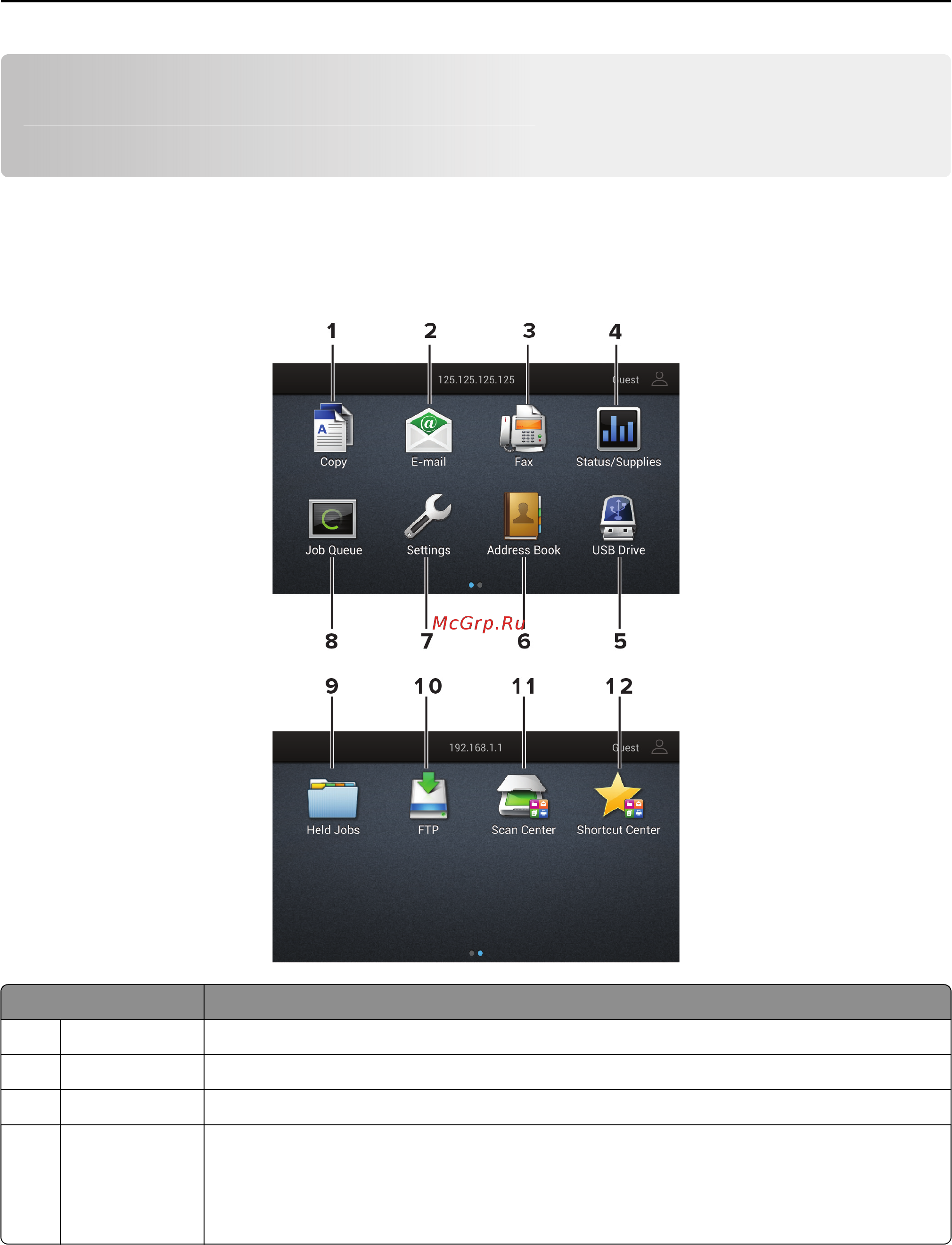 Konica Minolta BizHub 4422 [15/227] Note your home screen may vary depending on your home screen customization settings administrative setup and active embedded solutions