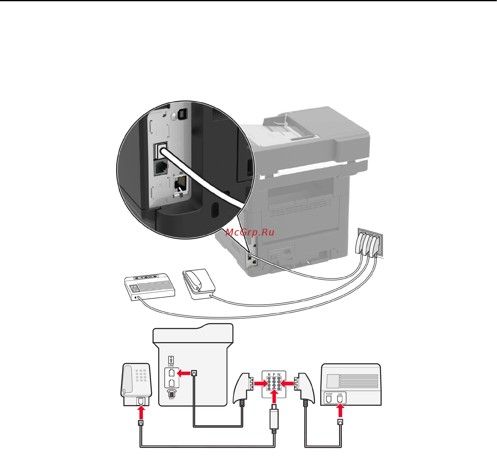 Konica Minolta BizHub 4422 [47/227] Connecting the printer to a wall jack in germany