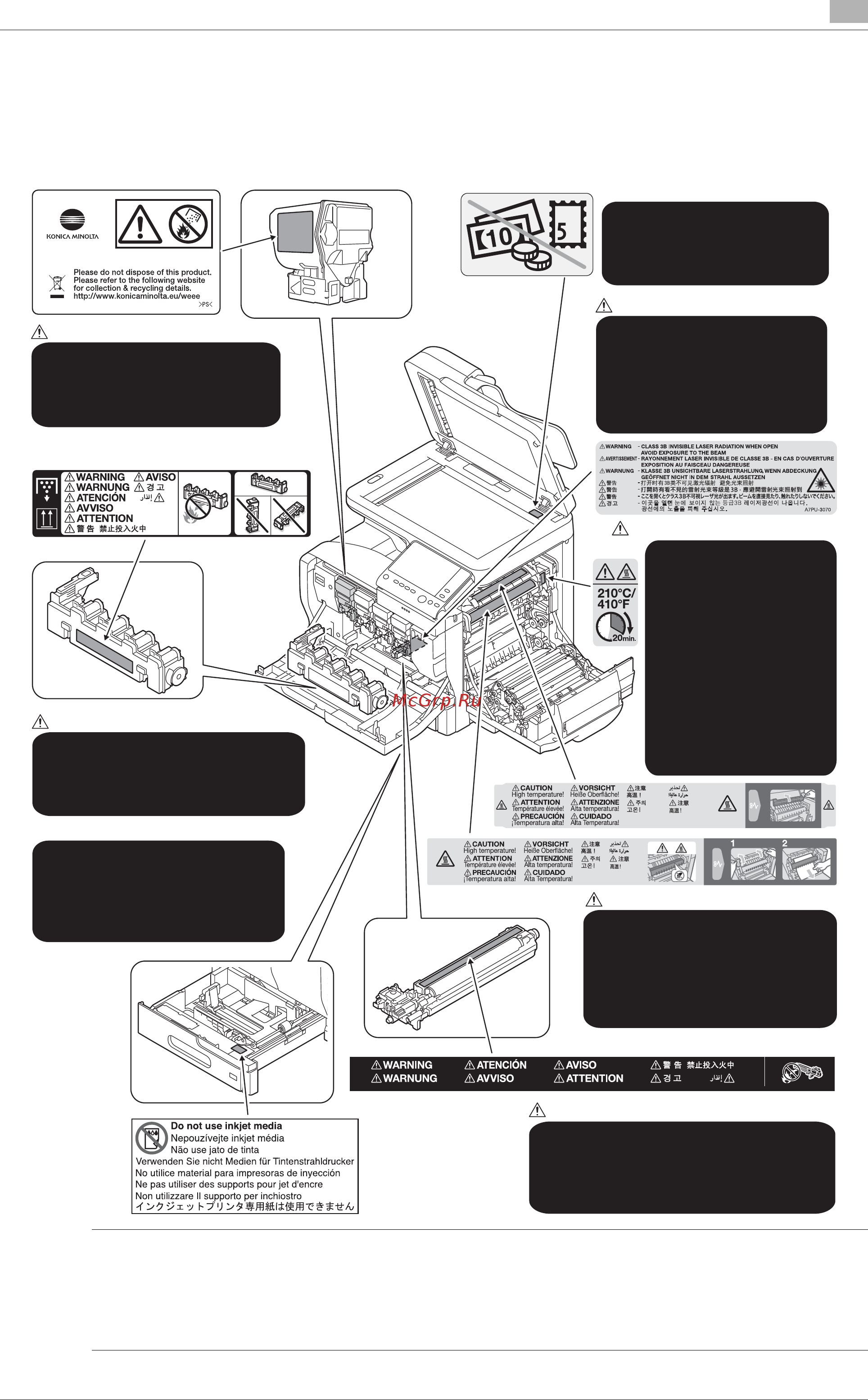 Konica Minolta bizhub C3851 [23/116] Предупреждающие сообщения и наклейки