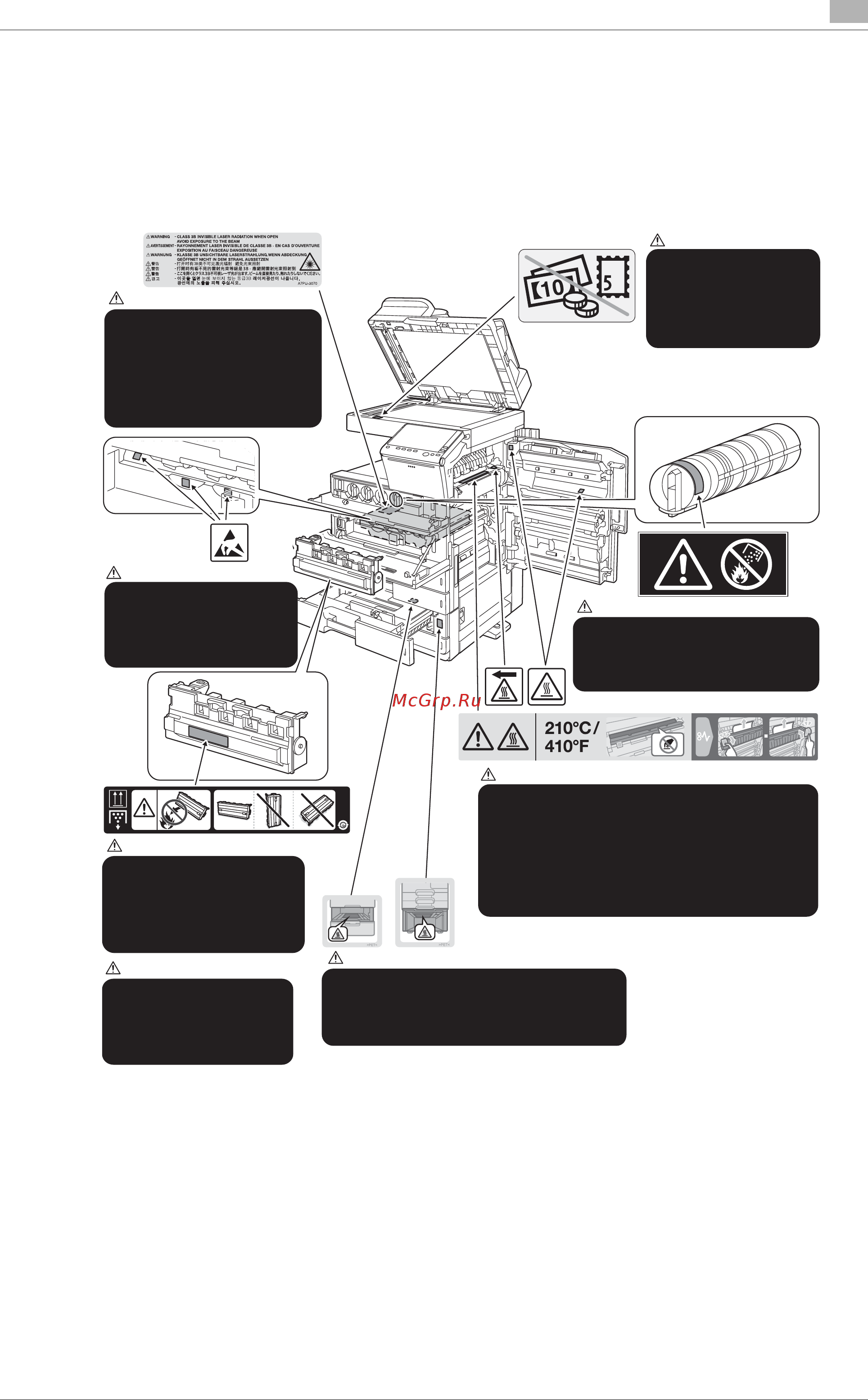 Konica Minolta bizhub C258 [27/230] Предупреждающие сообщения и наклейки