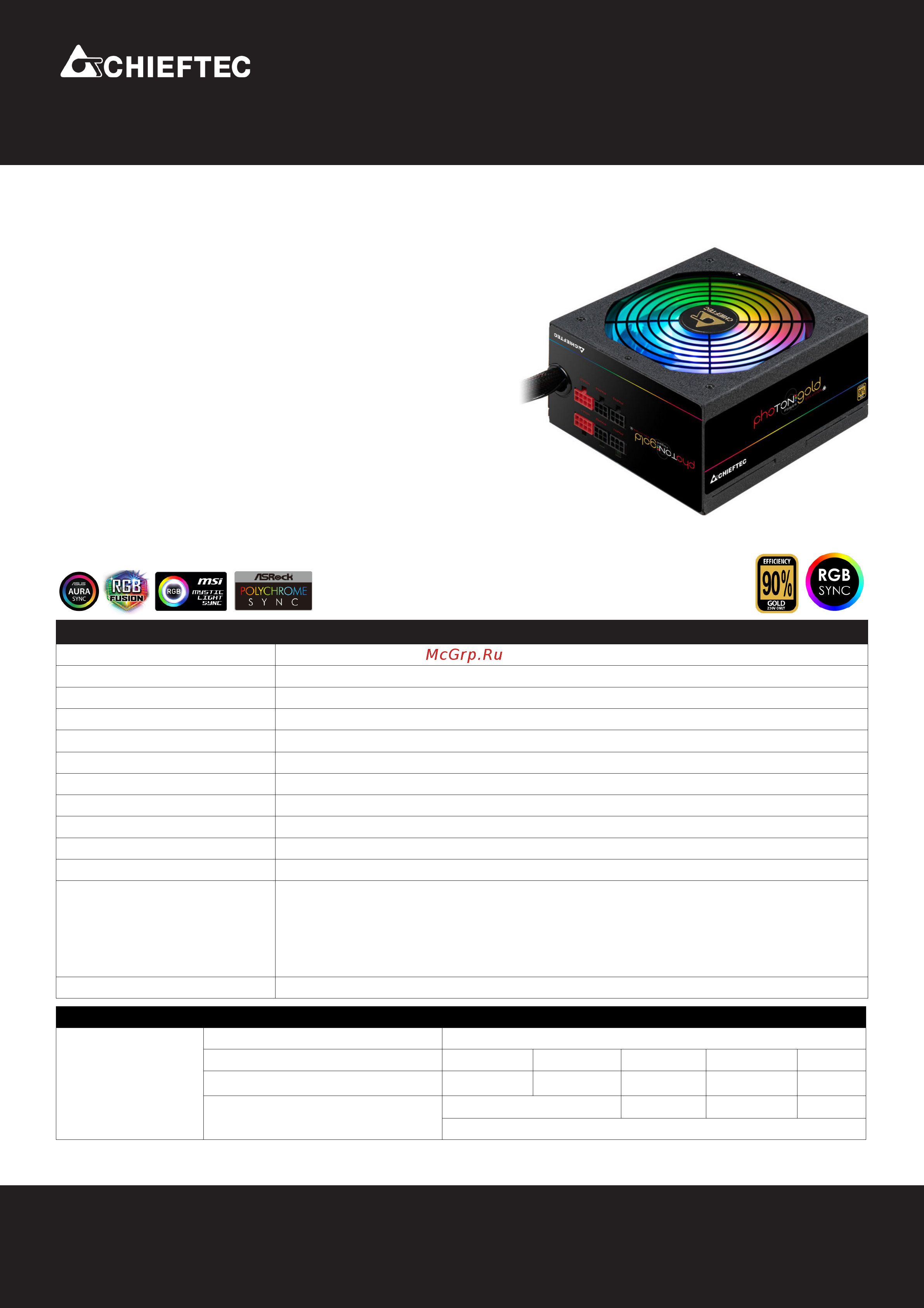 Chieftec GDP-650C-RGB Техническая спецификация онлайн