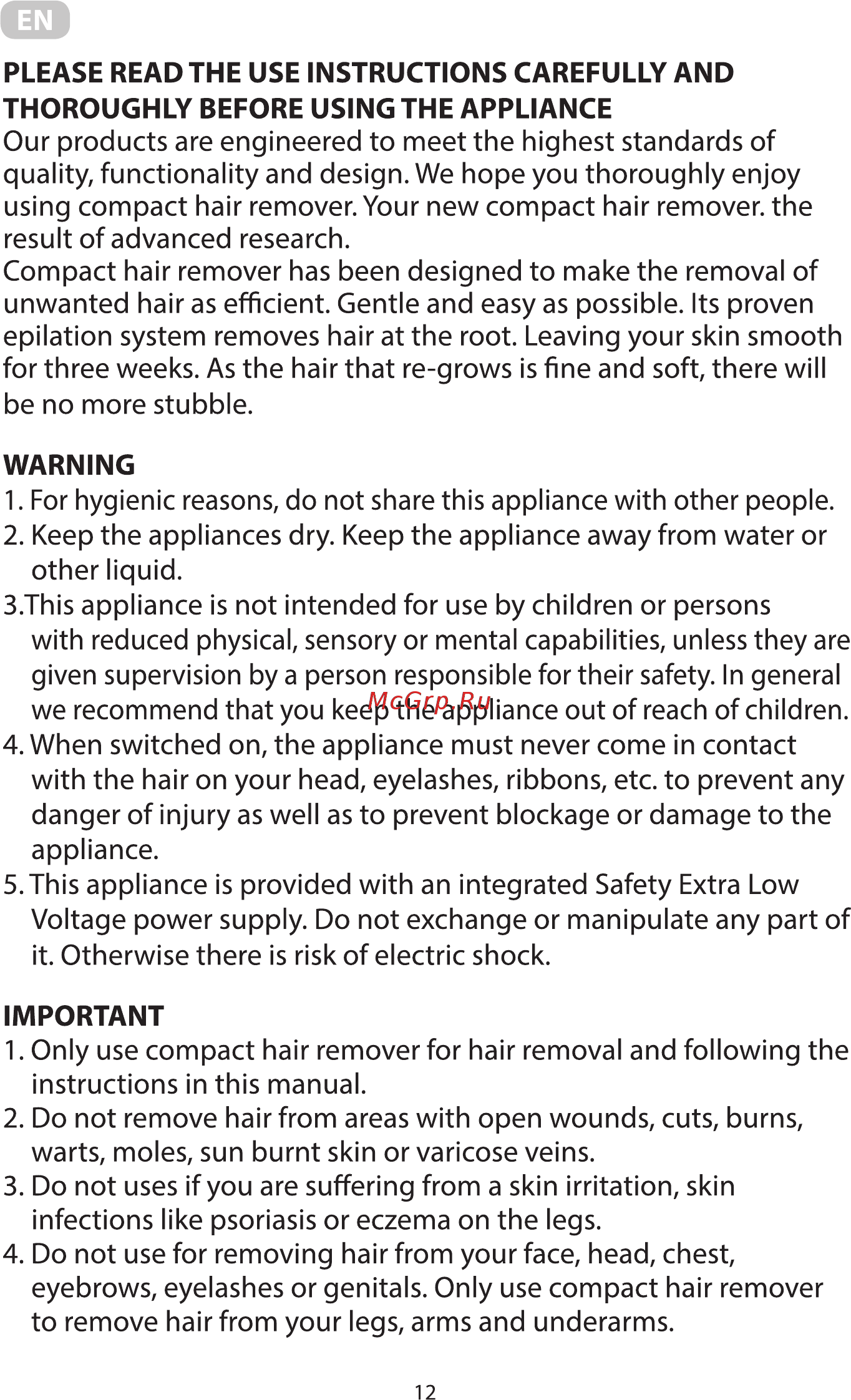 Ardesto LESH-Y305 [12/24] En l__ please read the use instructions carefully and thoroughly before using the appliance