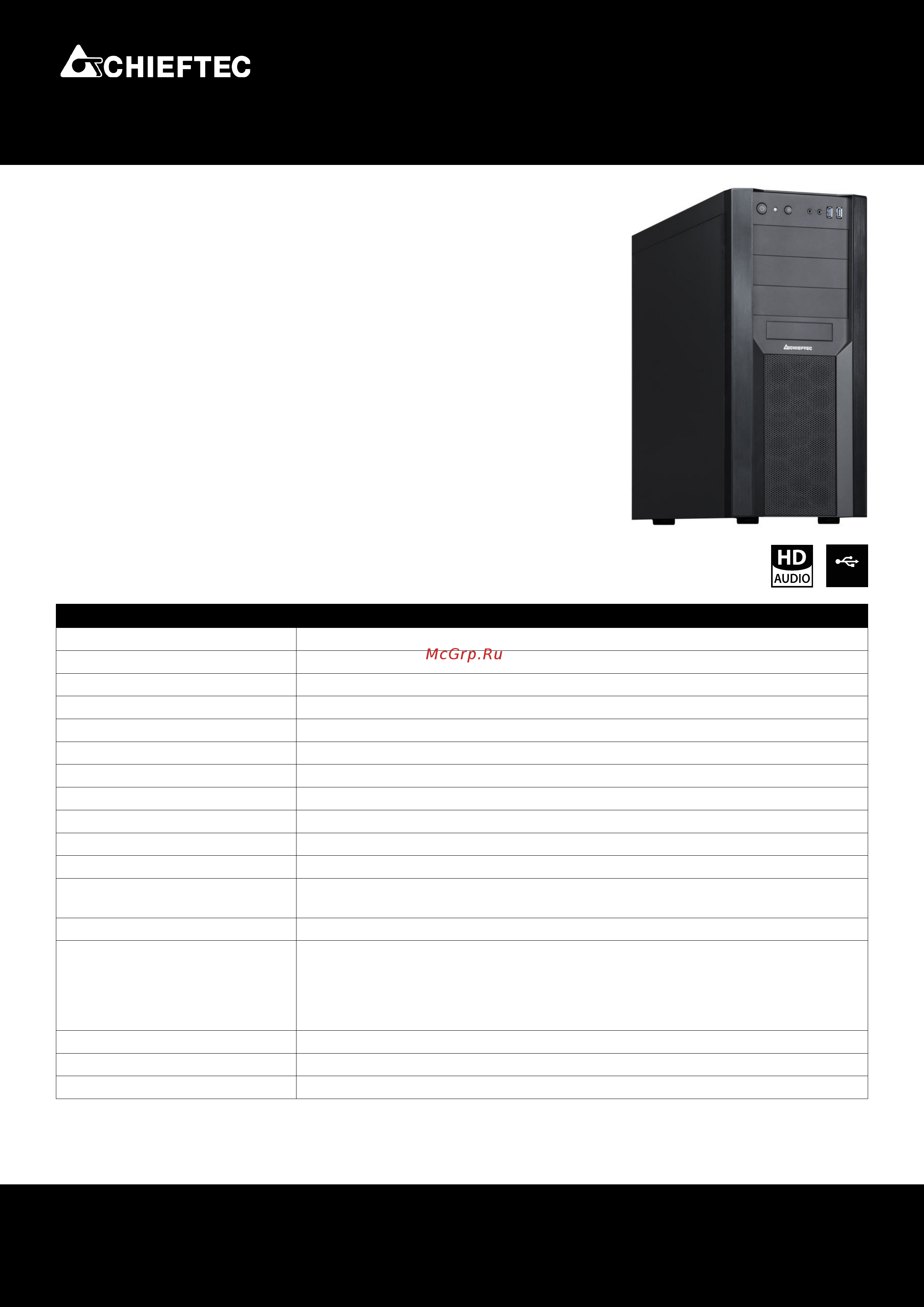 Chieftec CW-01B-OP Техническая спецификация онлайн