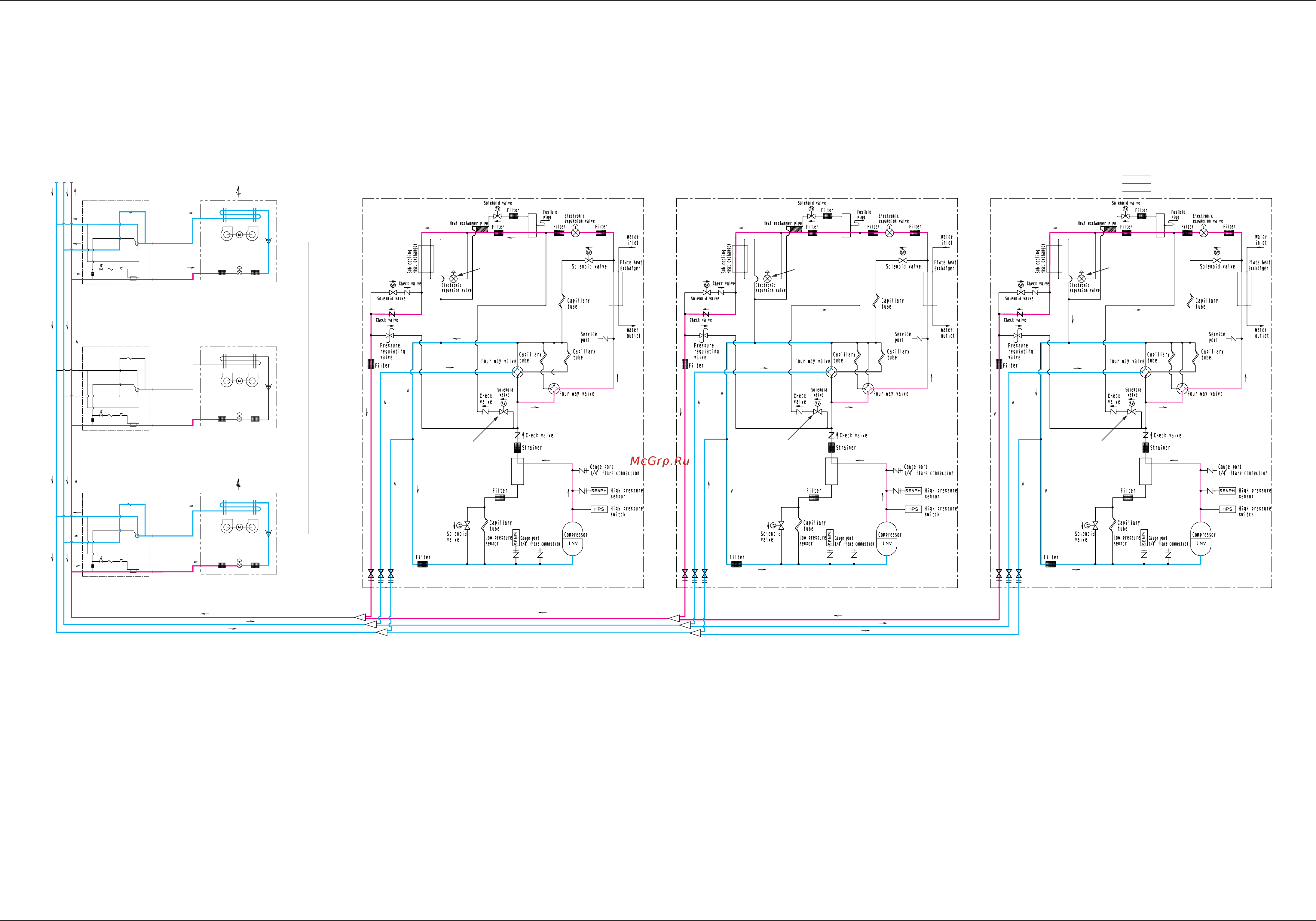 Daikin RWEYQ30PY1 [68/342] In case of heat recovery connection 3 outside units connection