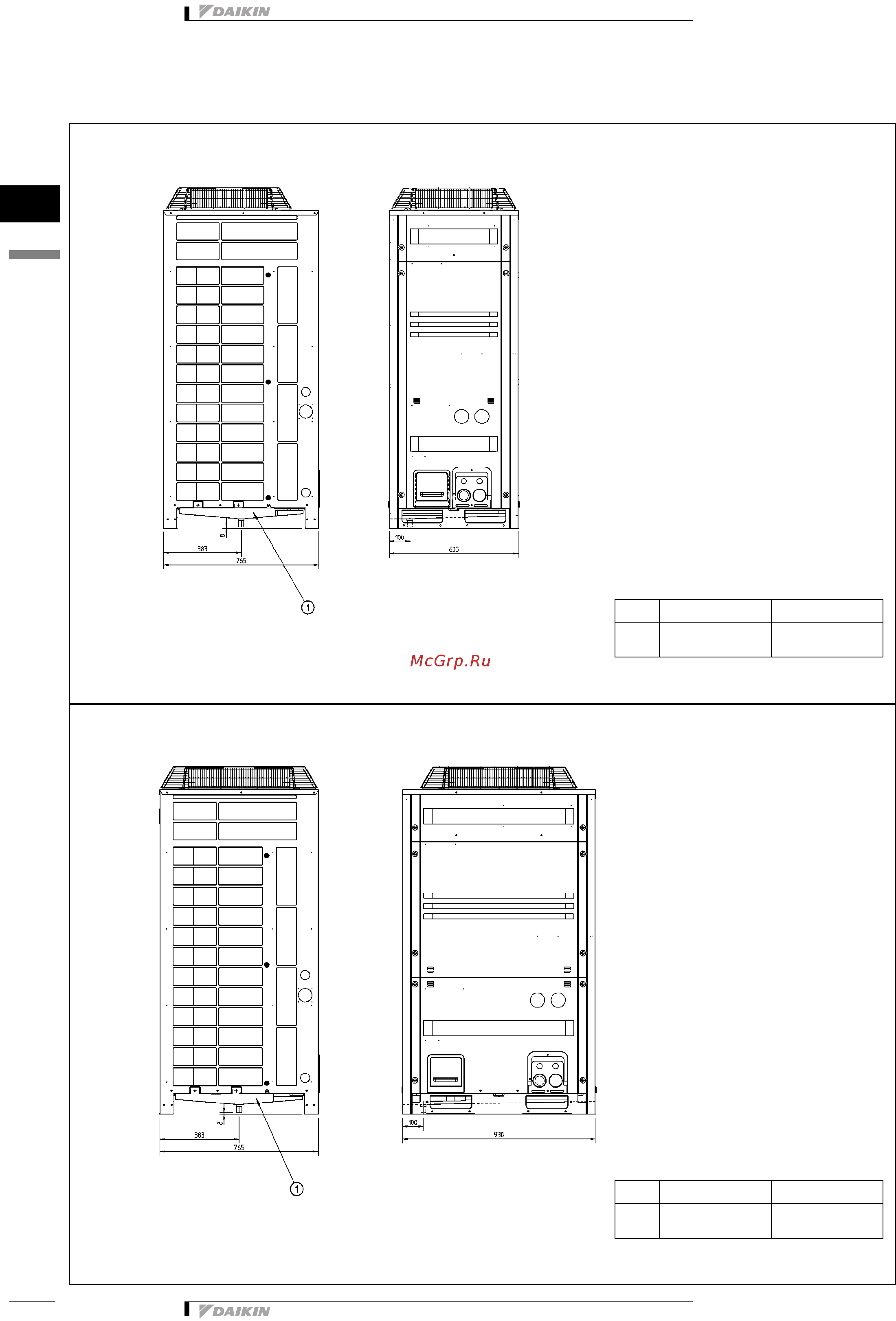 Daikin RXYQ20P7W1B [119/140] Чертеж в масштабе и центр тяжести