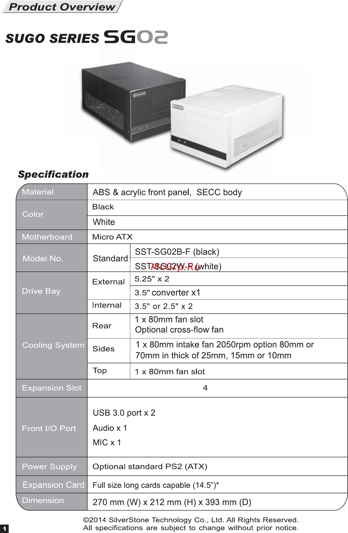 SilverStone SST-SG02B-F [2/20] Ecr1414 manual sg02f v5 p1