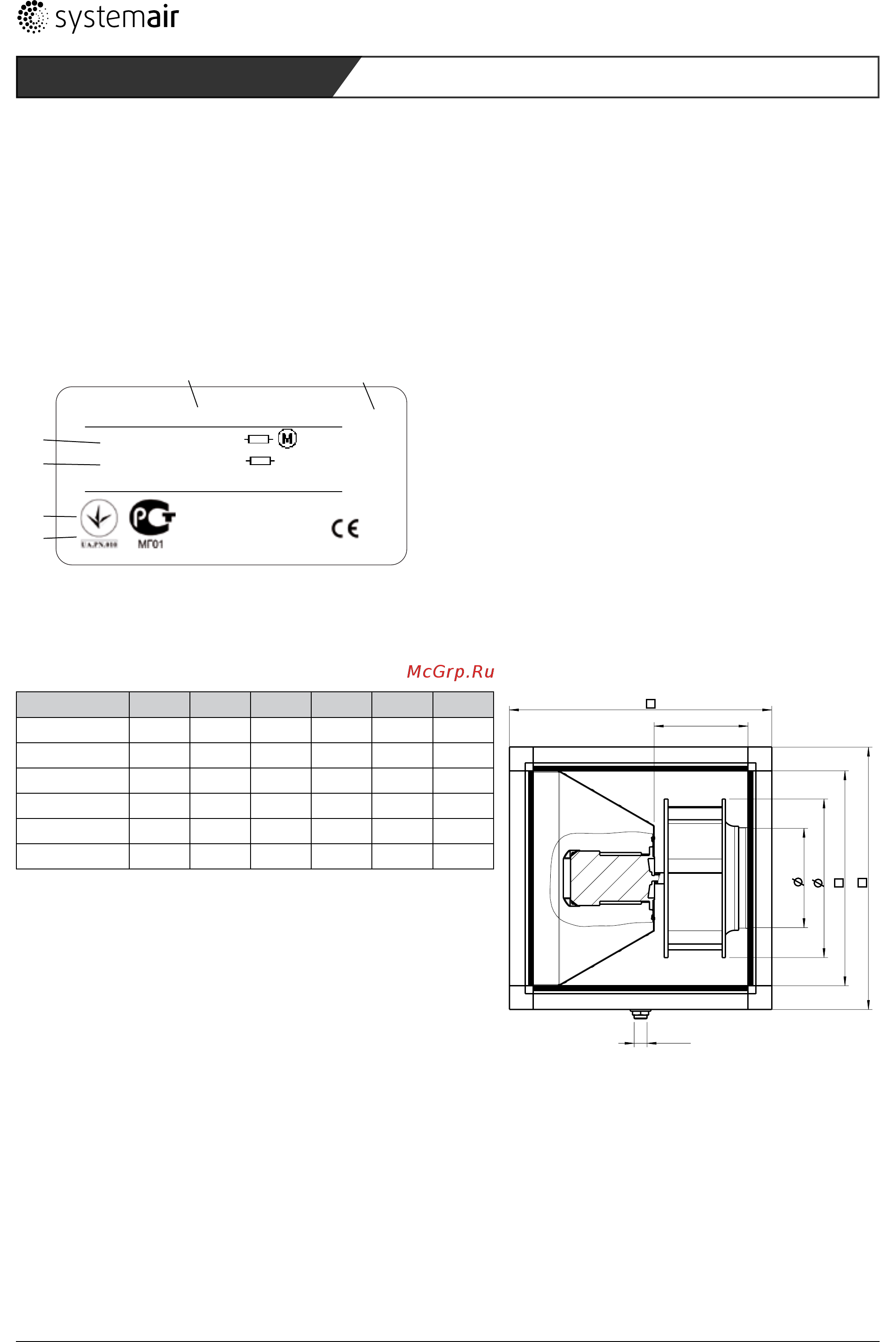 Systemair MUB-CAV/VAV 025 315EC [105/145] Placa de identificación