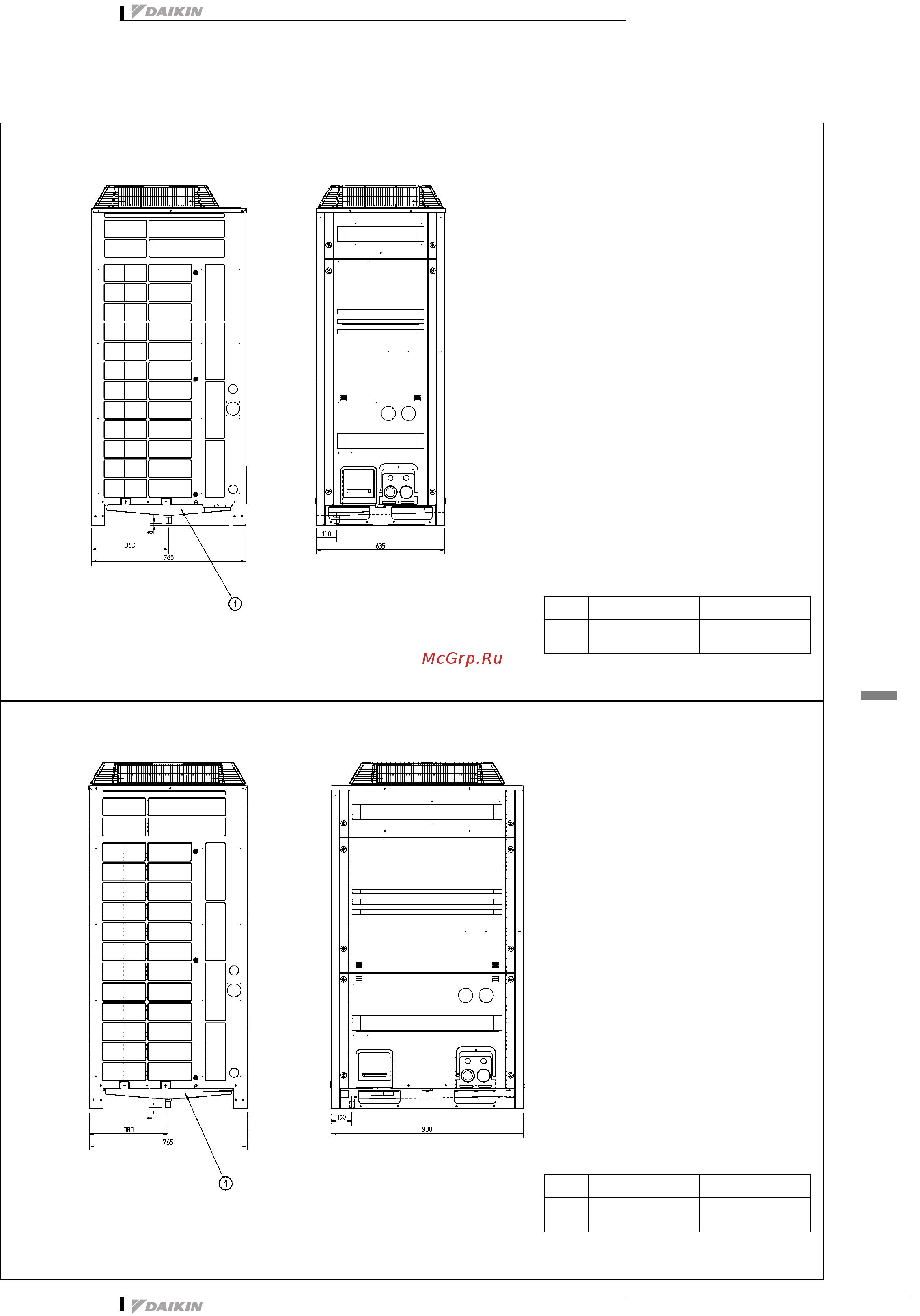 Daikin RXQ16P7W1B [32/54] Чертеж в масштабе и центр тяжести