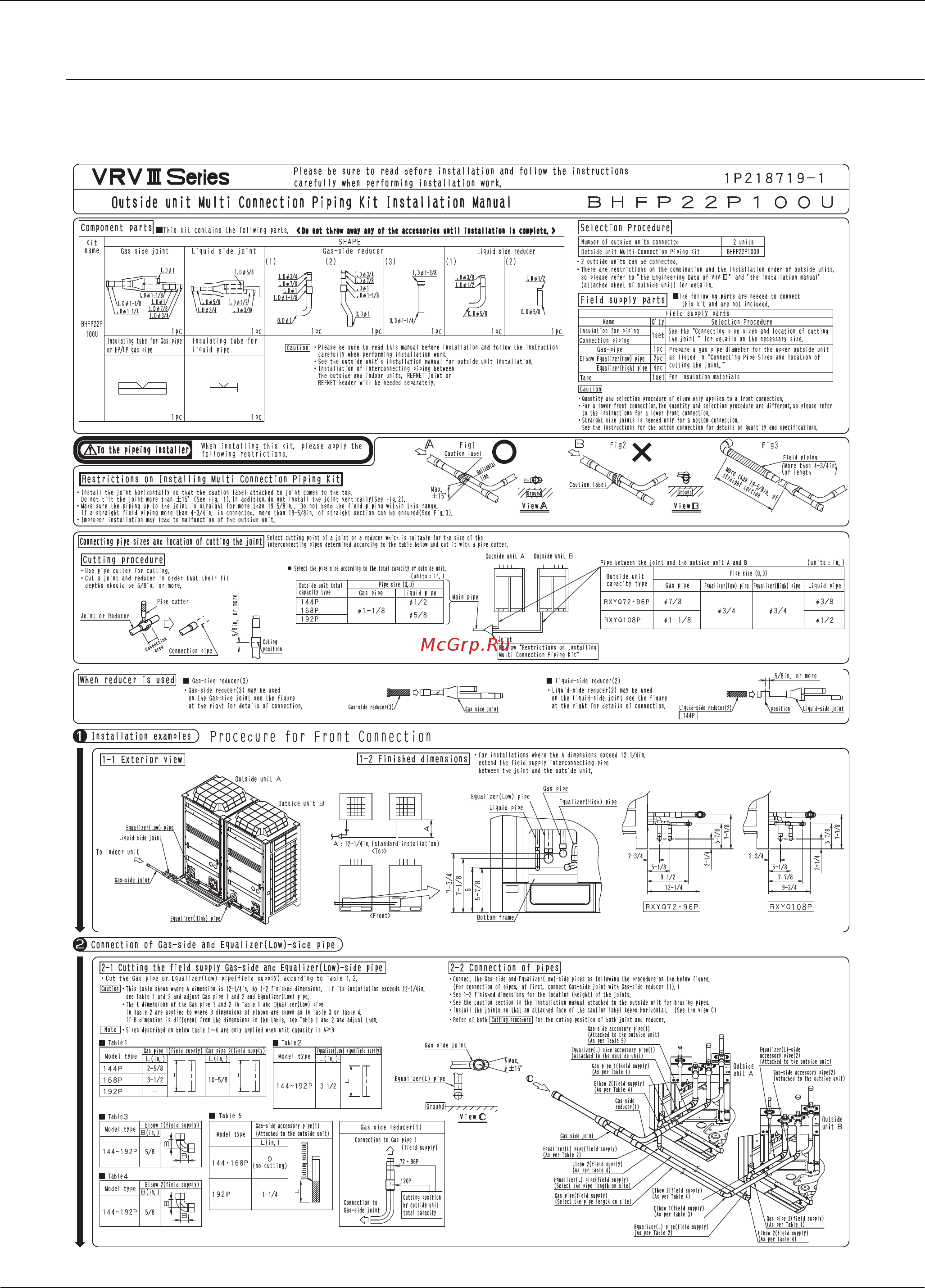 Daikin RXYQ96PATJ [22/108] Outdoor unit multi connection piping kit