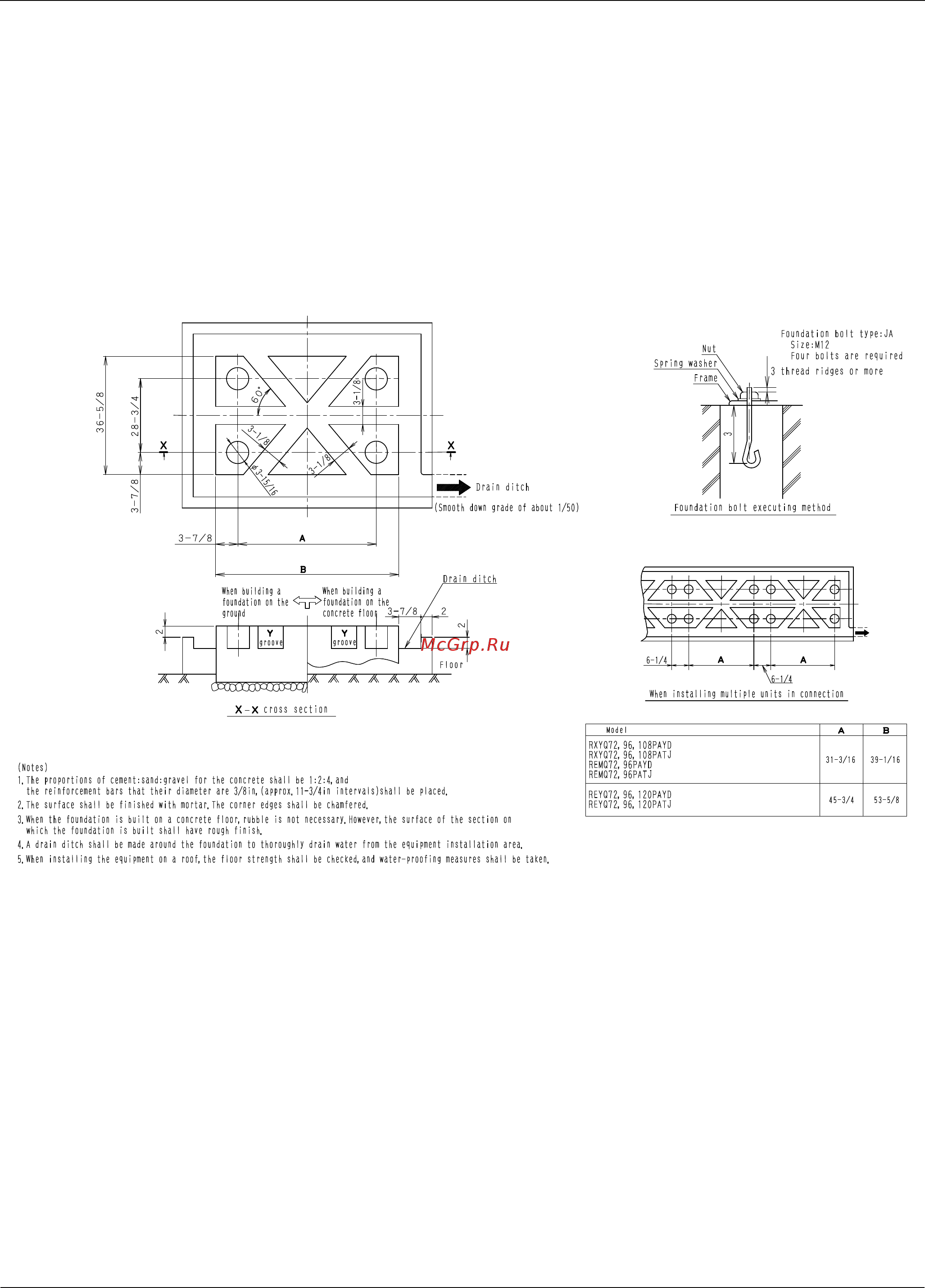 Daikin RXYQ96PATJ [8/108] Foundation drawing
