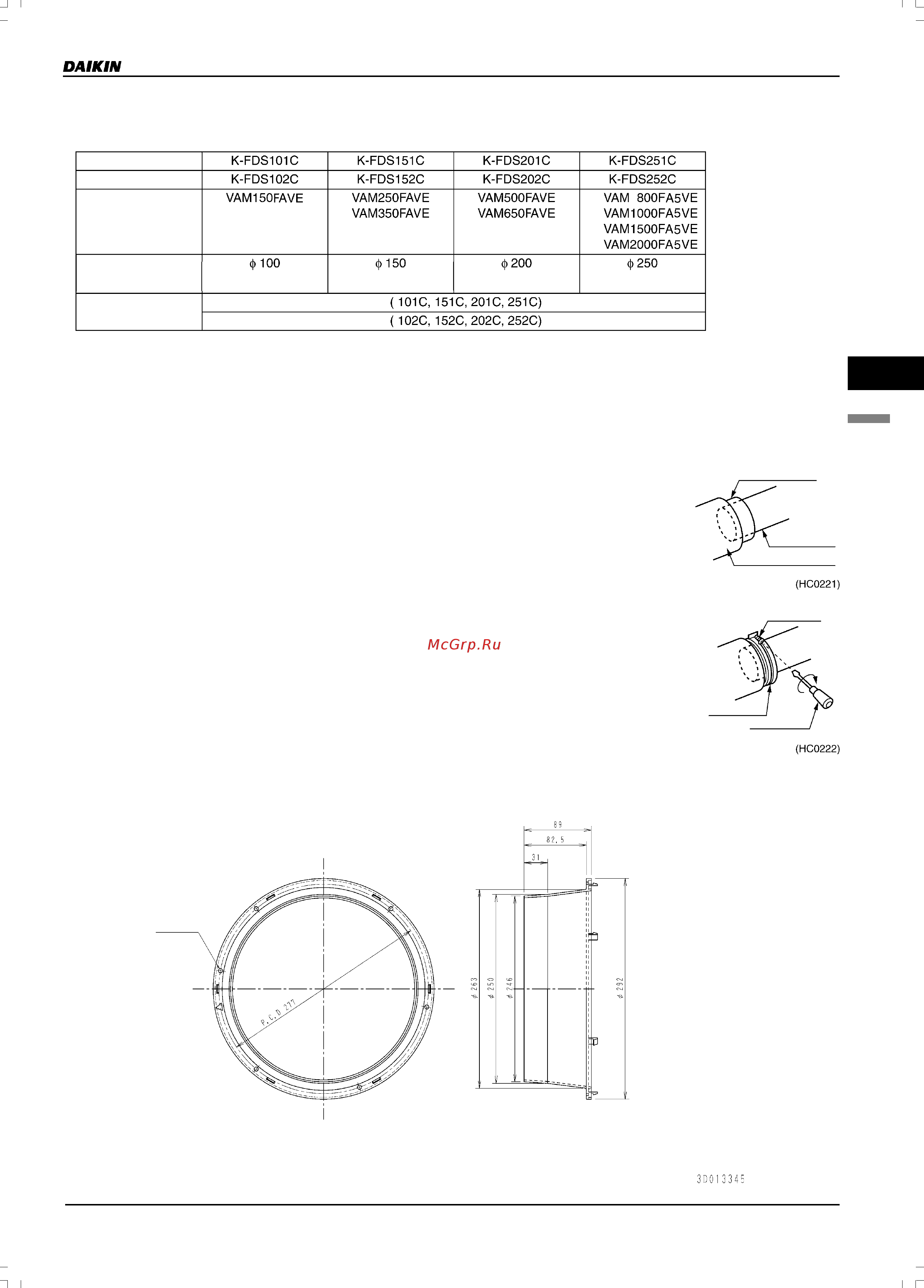 Daikin VAM1500FA [157/179] K fds101c k fds151c k fds201c k fds251c k fds102c k fds152c k fds202c k fds252c гибкий воздуховод