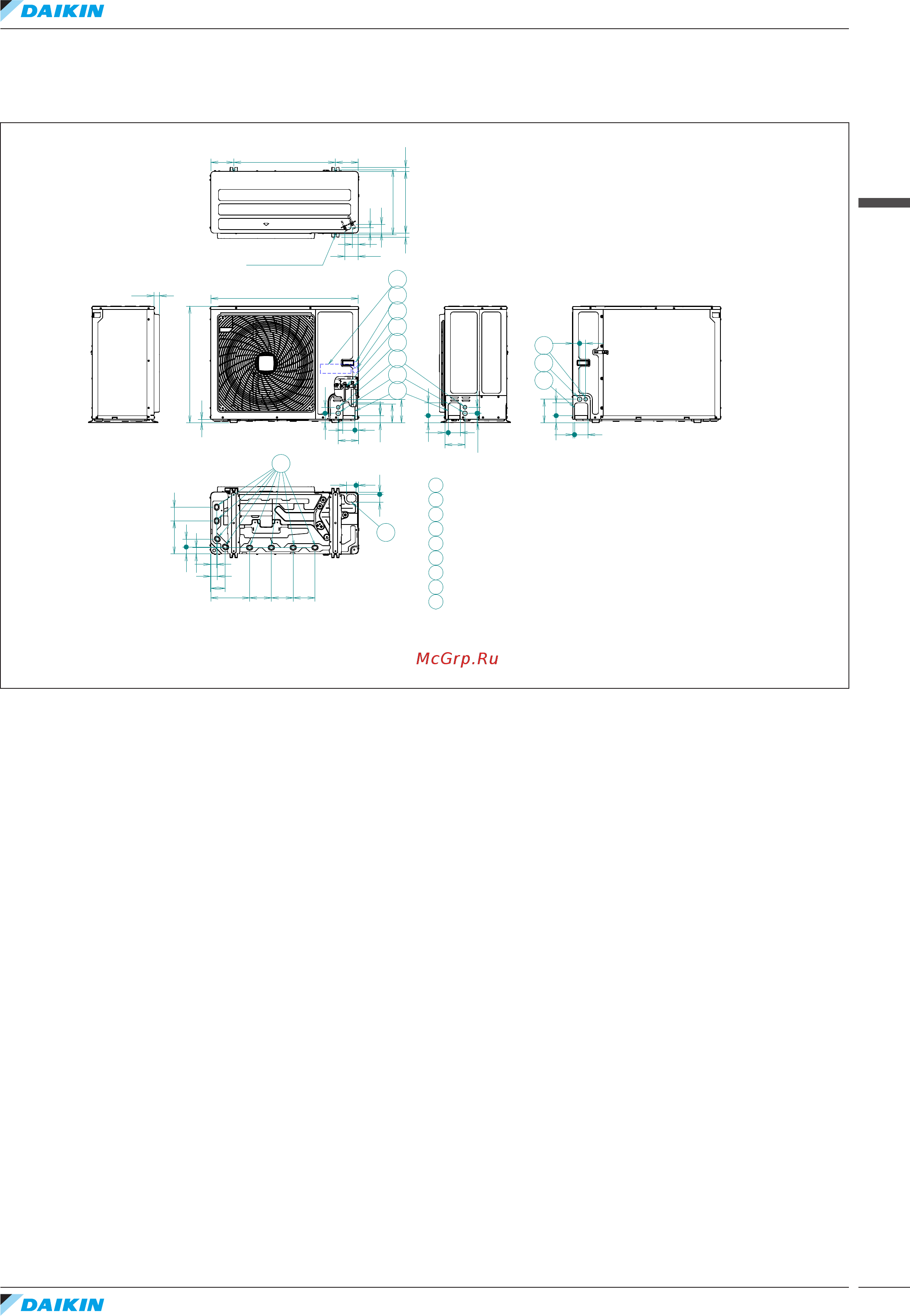 Daikin RXYSA6A7Y1B [13/34] Размерные чертежи