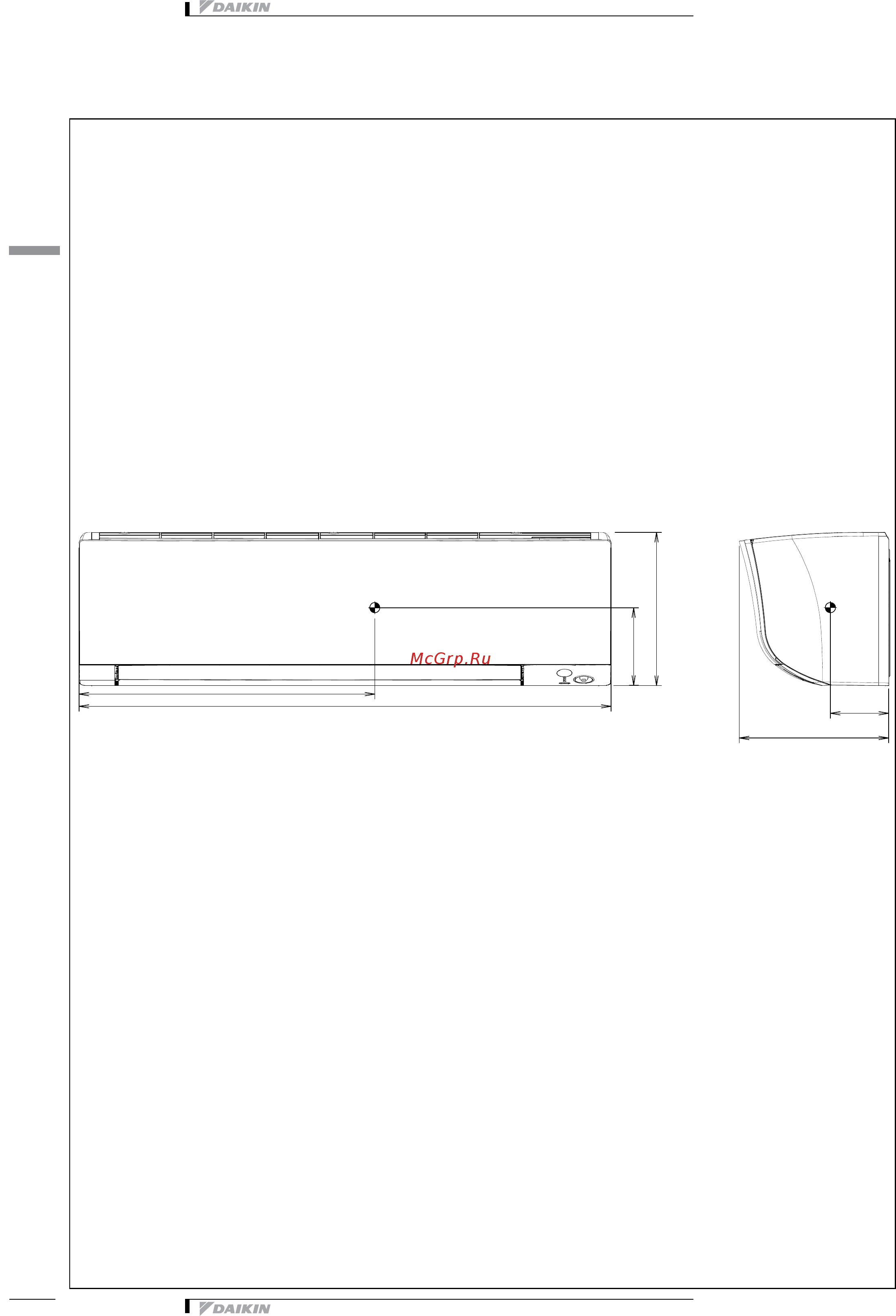 Daikin FTXTM40M2V1B [12/19] Центр тяжести