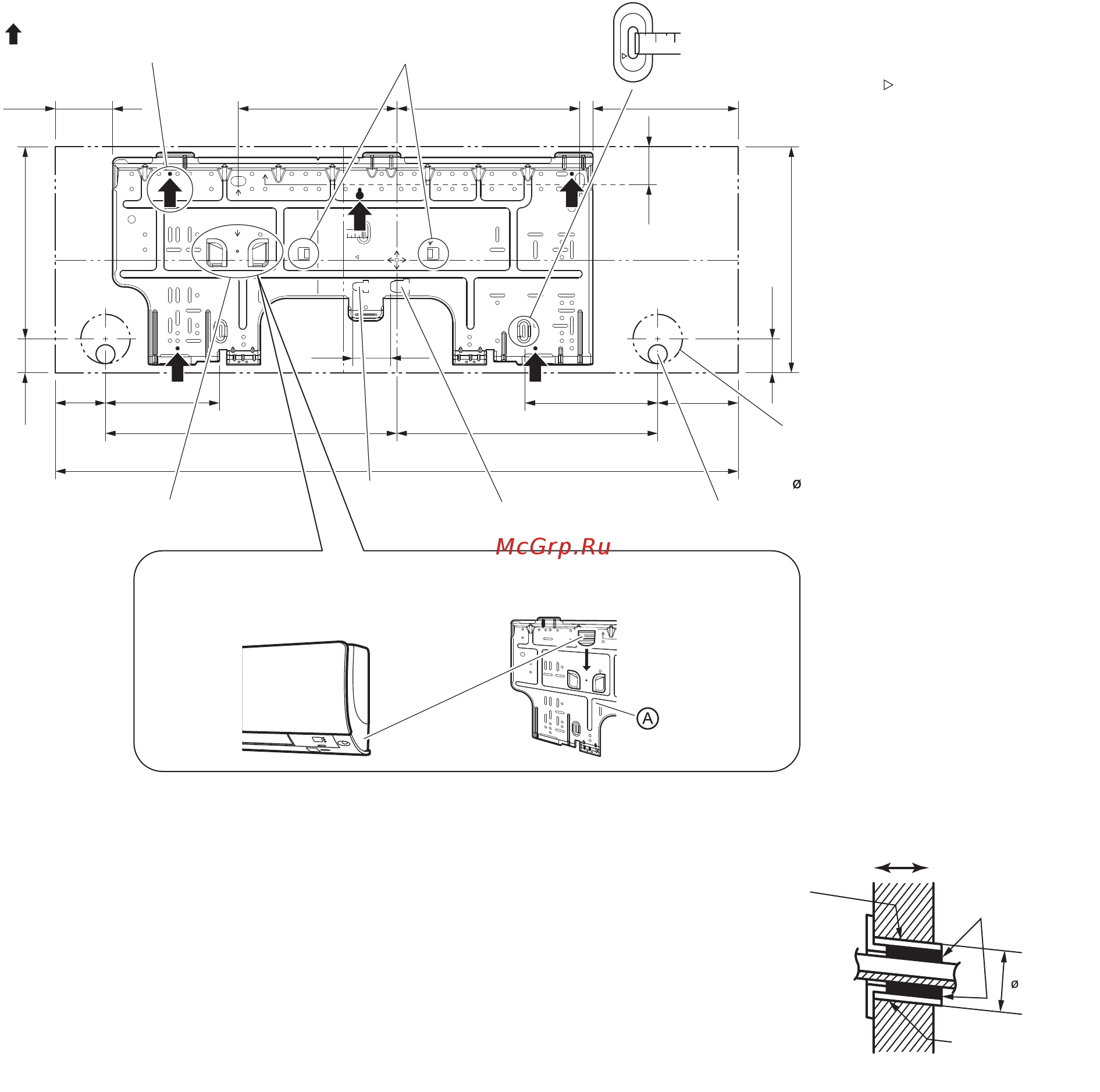 Daikin FTXS42K3V1B [9/19] Сверление отверстия в стене и монтаж заделываемой в стену трубы