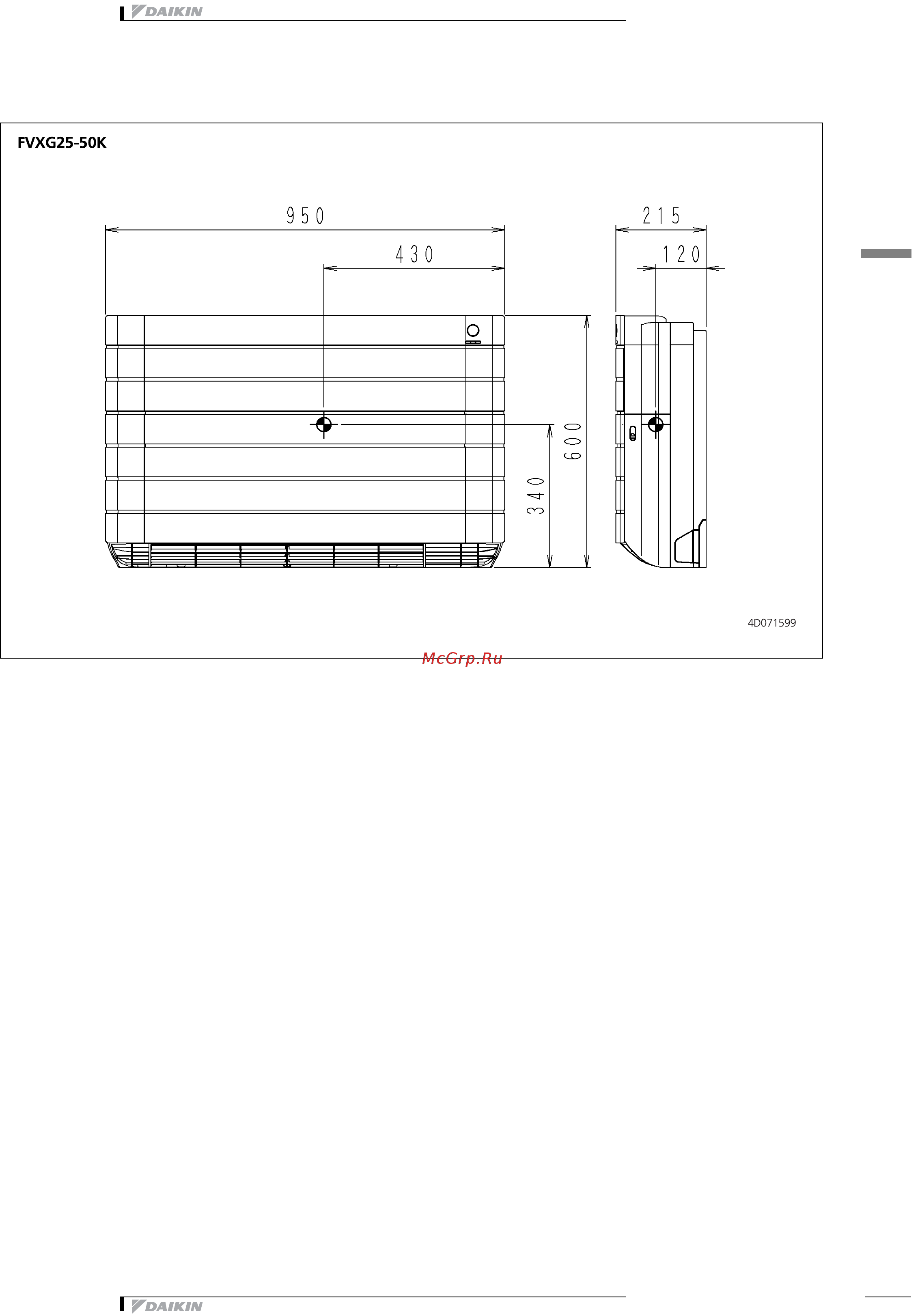 Daikin FVXG25K2V1B [8/12] Centre of gravity