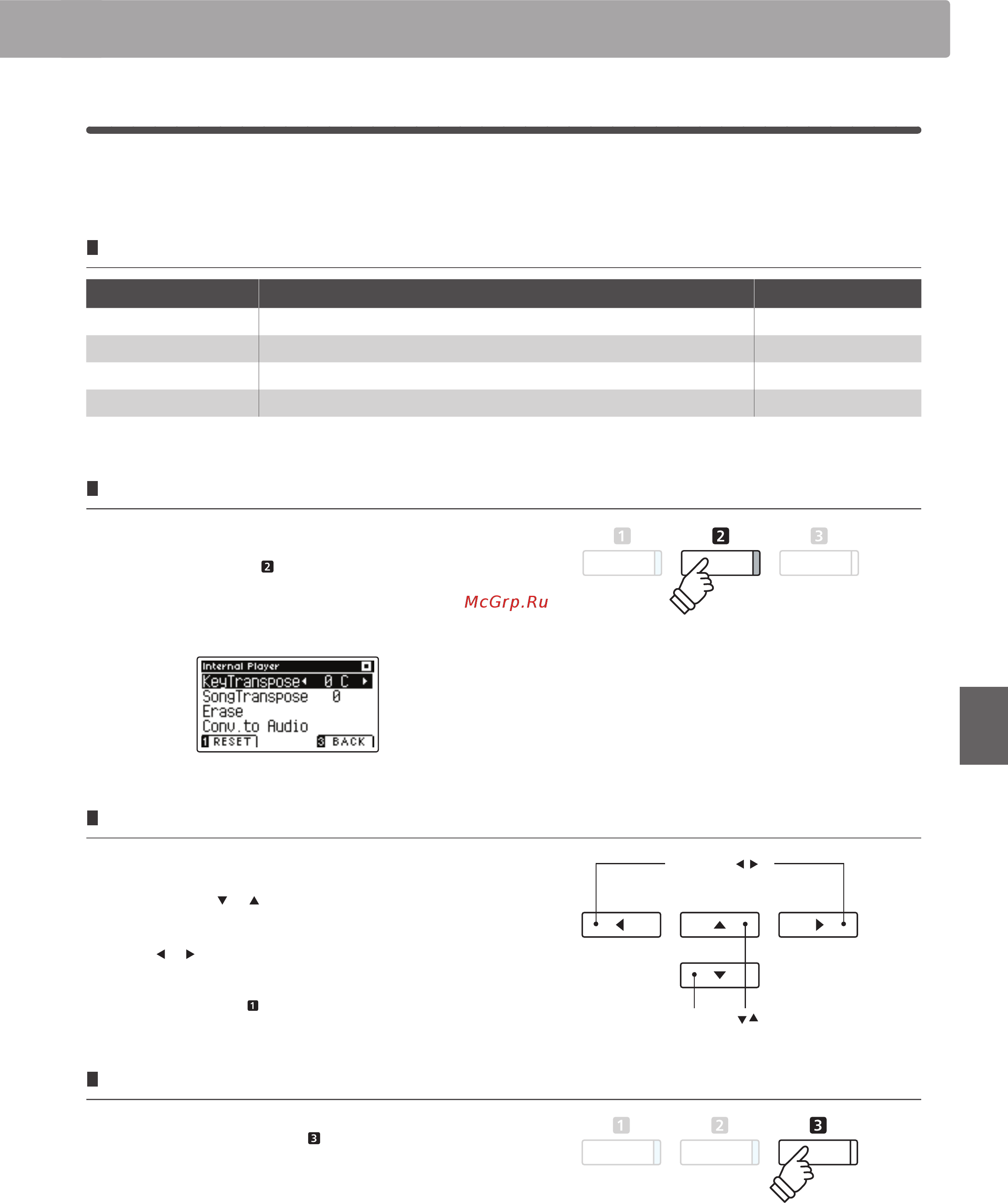 Kawai CA65R [47/136] Меню параметров проигрывателя