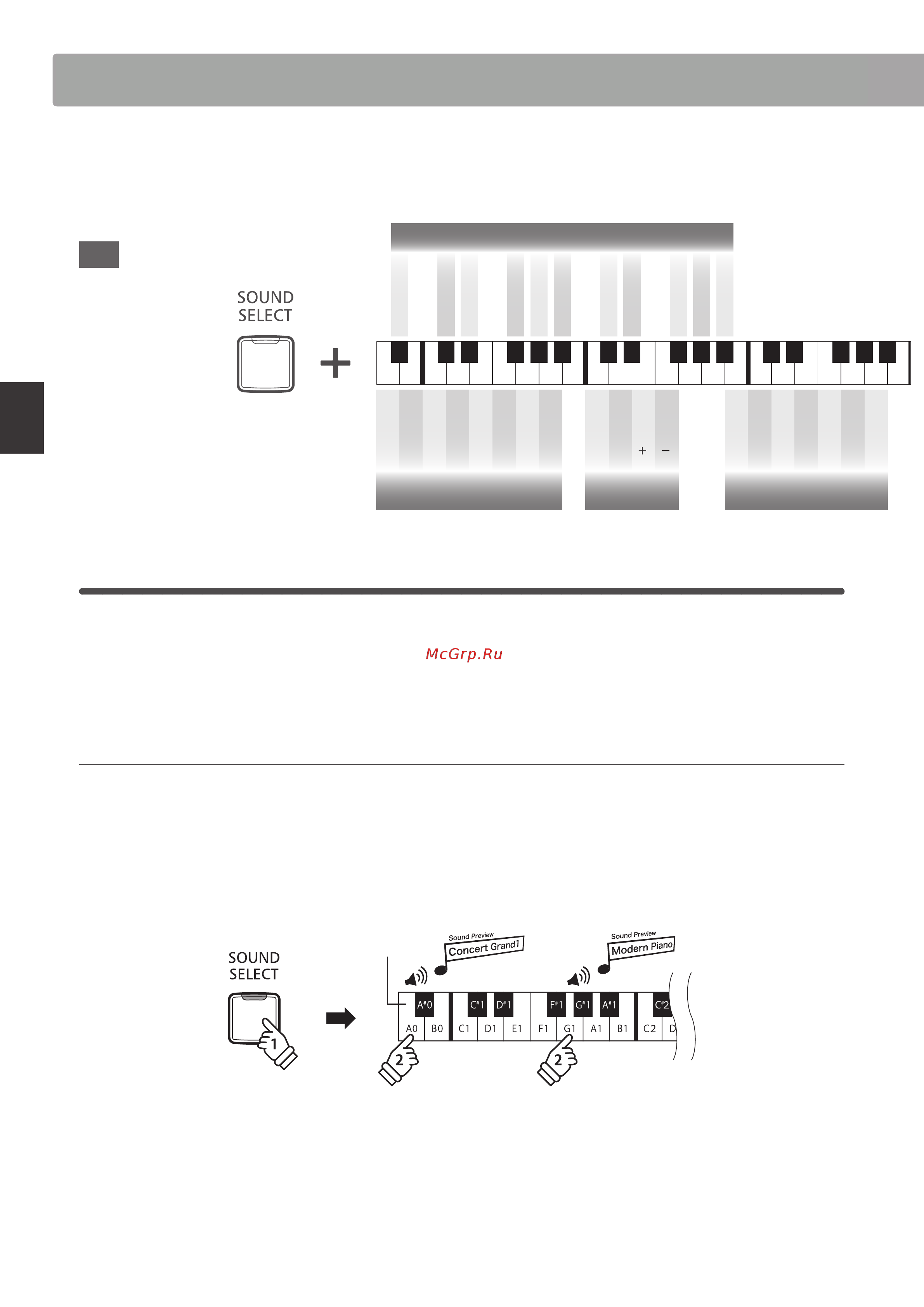 Kawai CN25W [12/54] The cn25 digital piano s sound preview feature plays a short musical passage to demonstrate the selected sound or sound setting when pressing