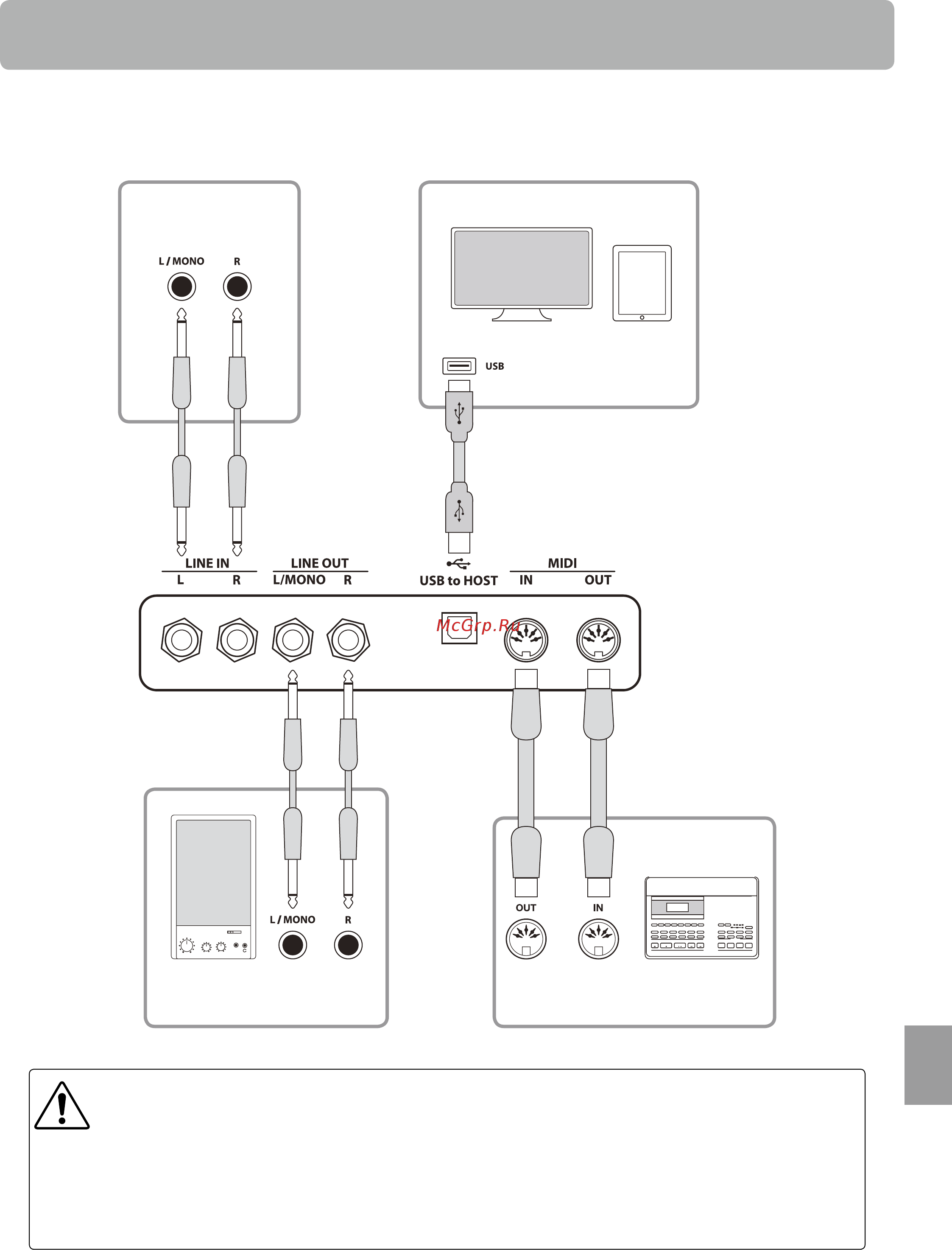 Kawai CN37B [131/152] Подключение внешних устройств