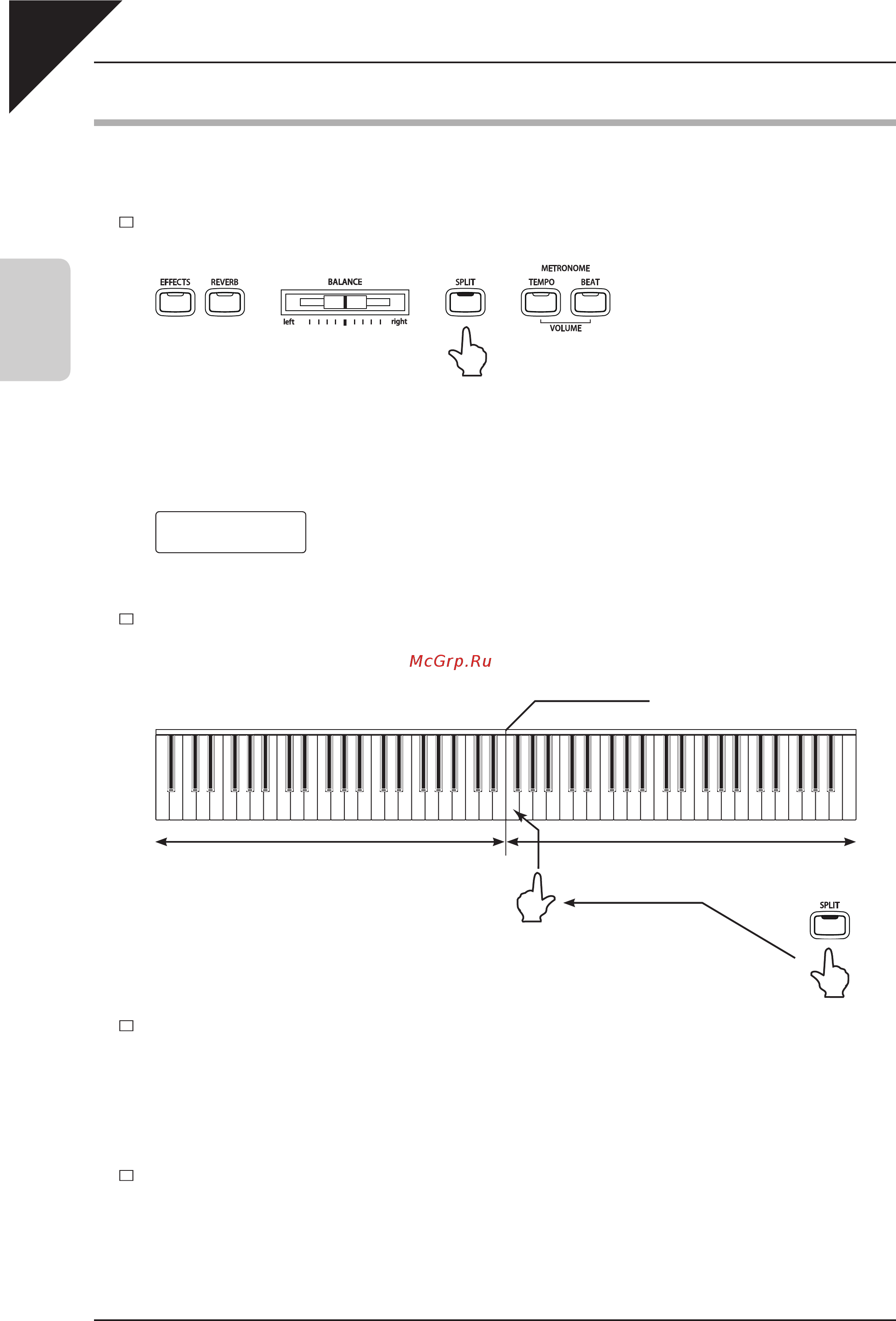 Kawai CN43M [14/114] Режим split
