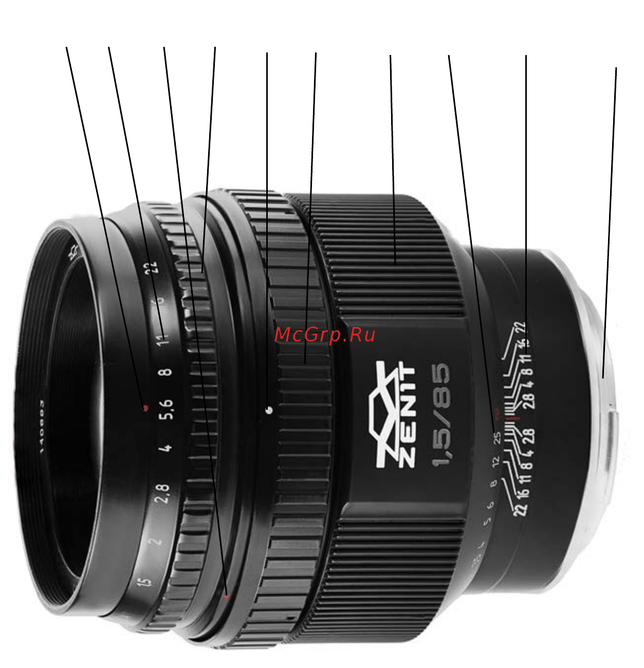 Zenit МС Гелиос 40-2H 85mm f/1.5 Nikon Инструкция по эксплуатации онлайн [5/14] 553462