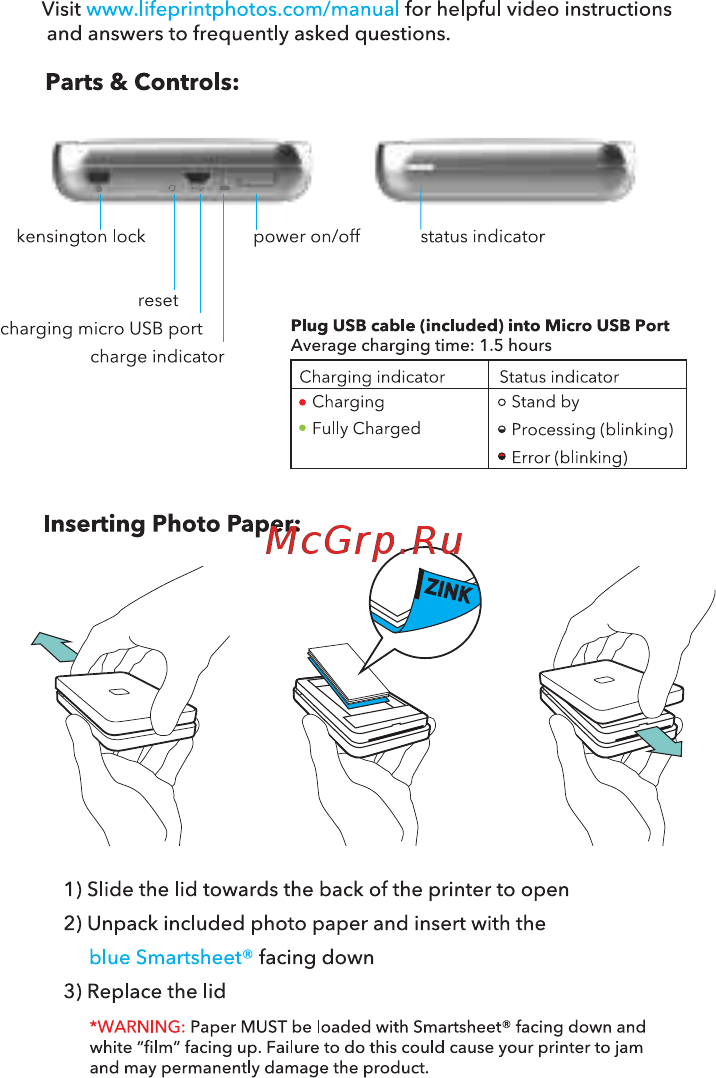 Lifeprint 2x3 White [2/36] Inserting photo paper