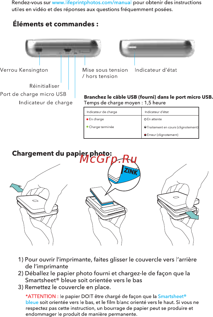 Lifeprint 2x3 White [5/36] Chargement du papier photo