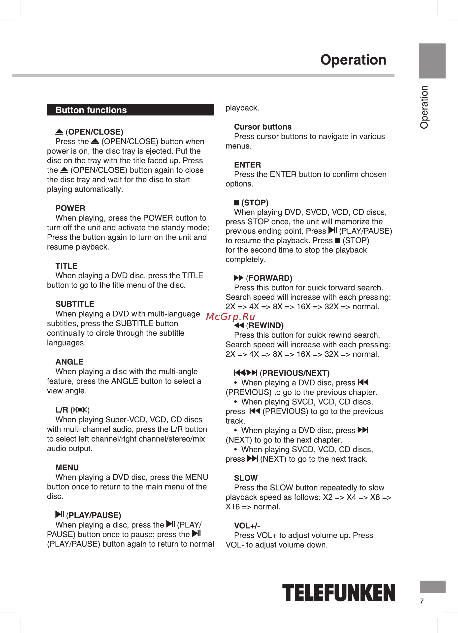 Telefunken TF-DVD5101 [8/40] Telefunken