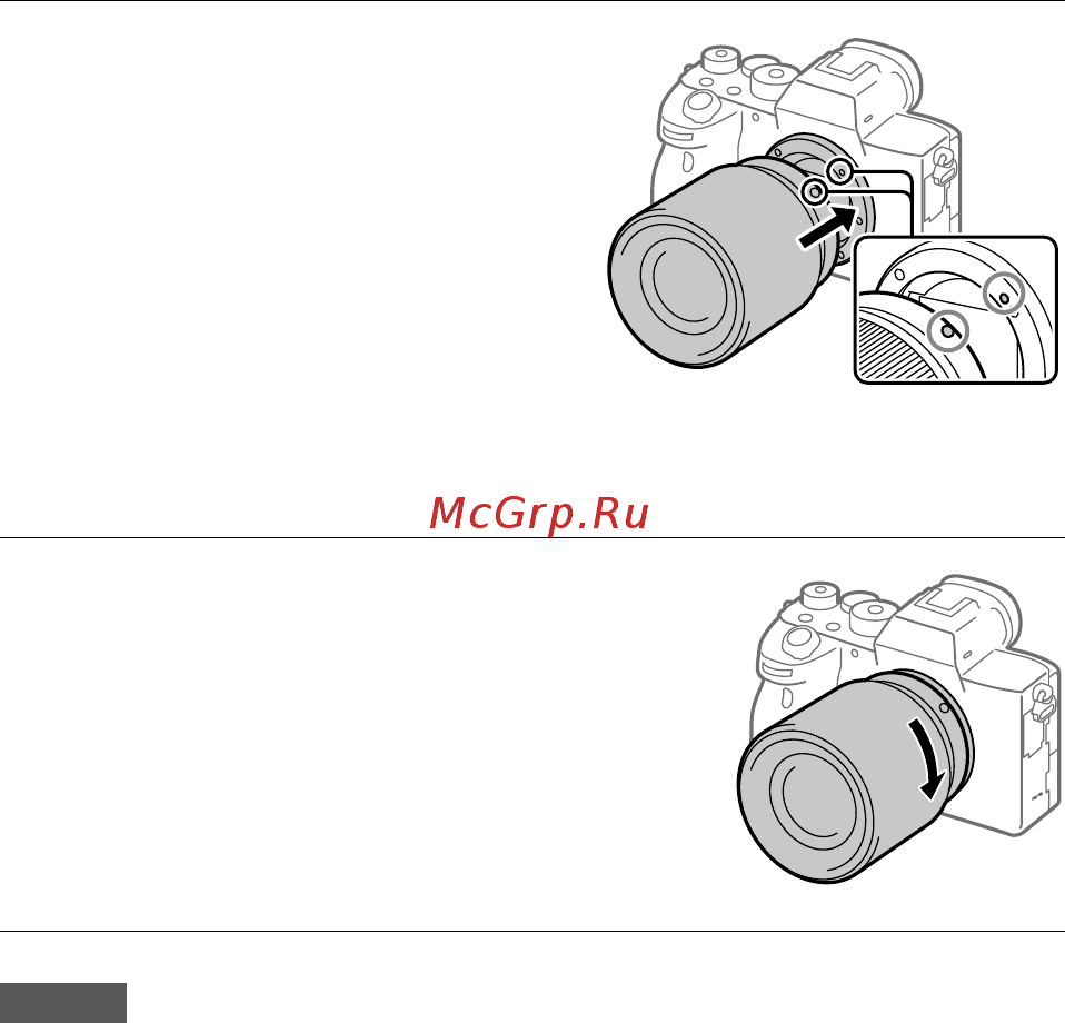 Sony A7R Mark IV Body (ILCE-7RM4) [212/679] Drehen sie das objektiv langsam in pfeilrichtung während sie es leicht gegen die kamera drücken bis es in der verriegelungsposition einrastet