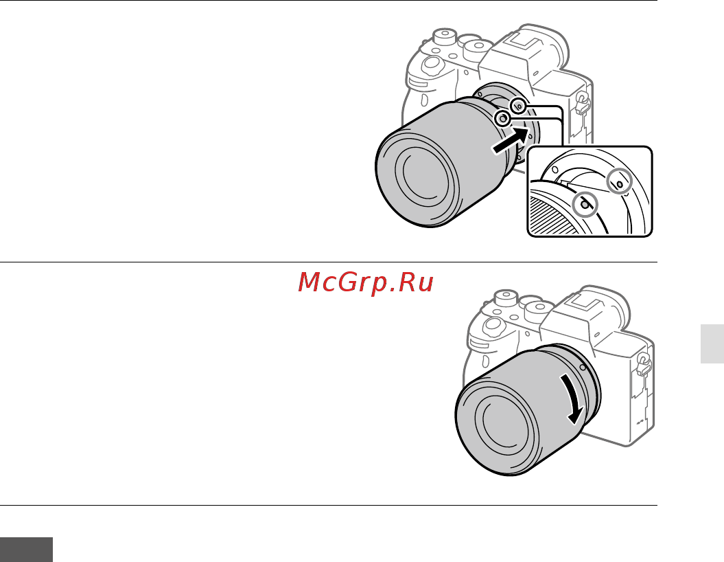 Sony A7R Mark IV Body (ILCE-7RM4) [27/679] Mount the lens by aligning the two white index marks mounting indexes on the lens and camera