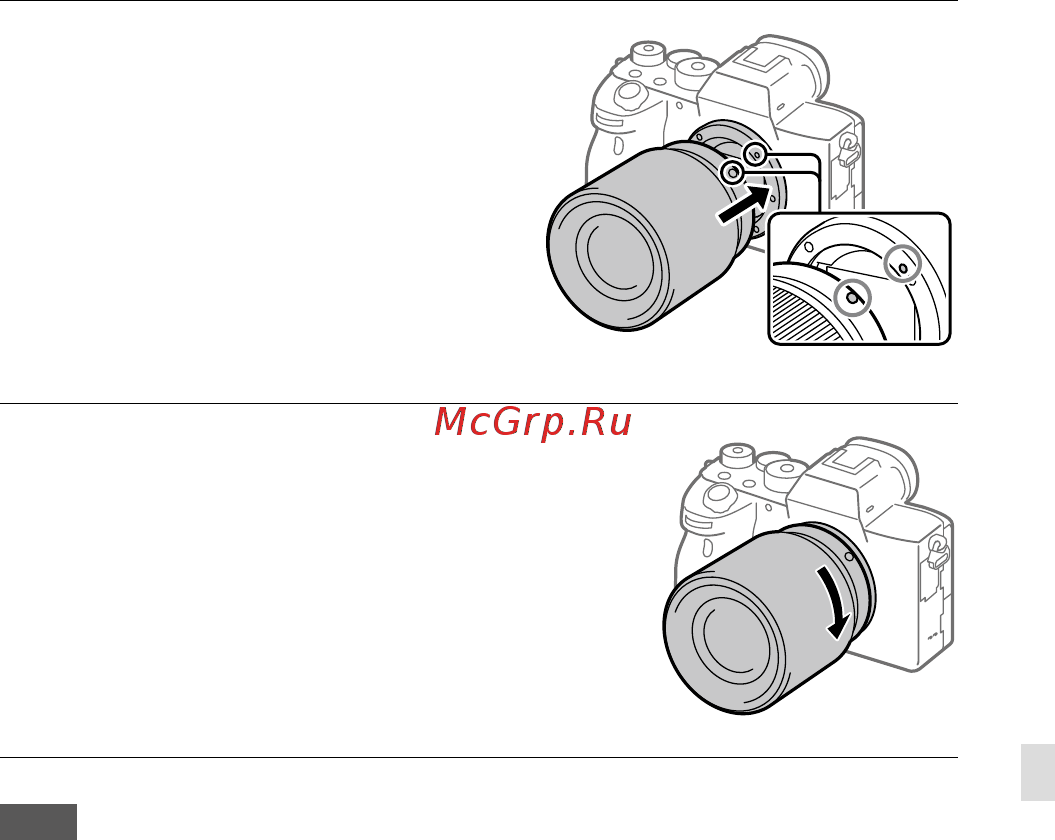 Sony A7R Mark IV Body (ILCE-7RM4) [345/679] Montare l obiettivo allineando i due segni dell indice di colore bianco indici di montaggio sull obiettivo e sulla fotocamera