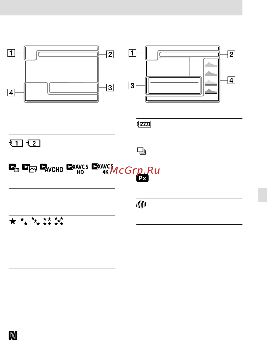 Sony A7R Mark IV Body (ILCE-7RM4) [359/679] Icone sulla schermata di riproduzione