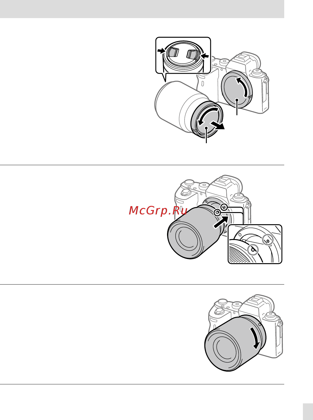Sony A9 Body (ILCE-9) [689/707] Trin 4 montering af et objektiv