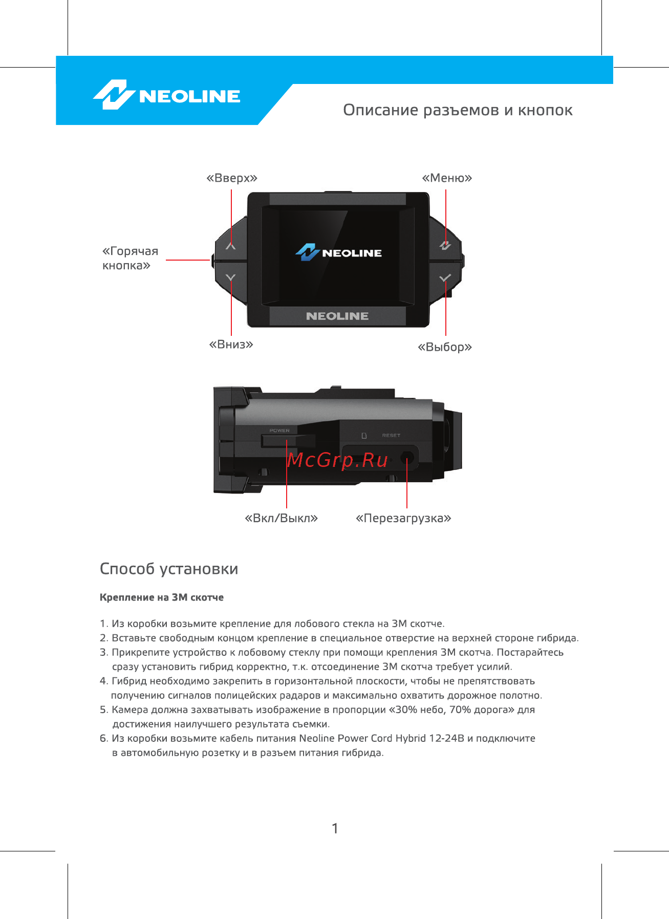 Neoline X-COP 9300 [2/14] Neoline описание разъемов и кнопок