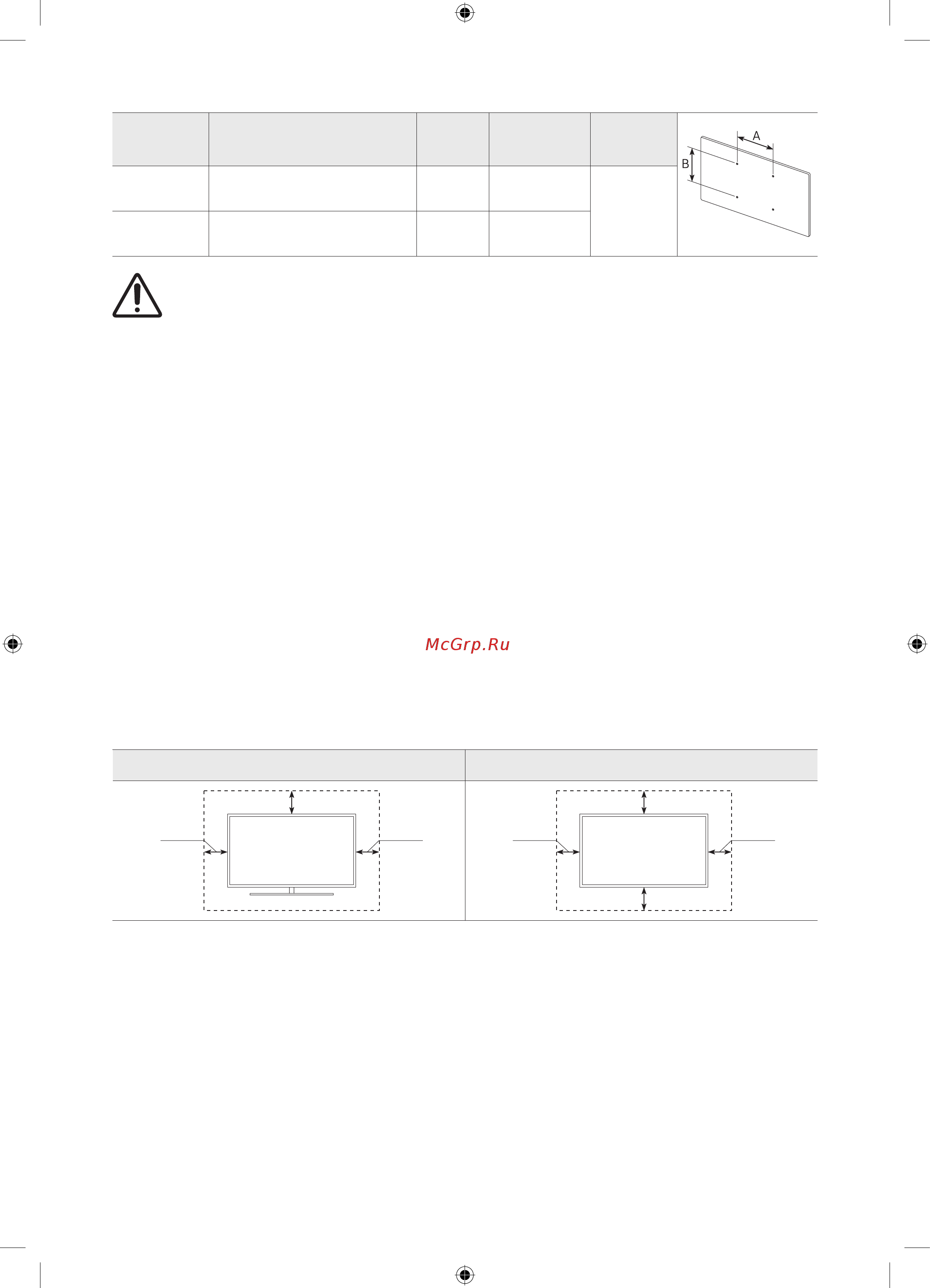 Samsung UE32T4510AU [30/44] Tv size in inches vesa screw hole specs a b in millimetres c mm standard screw quantity