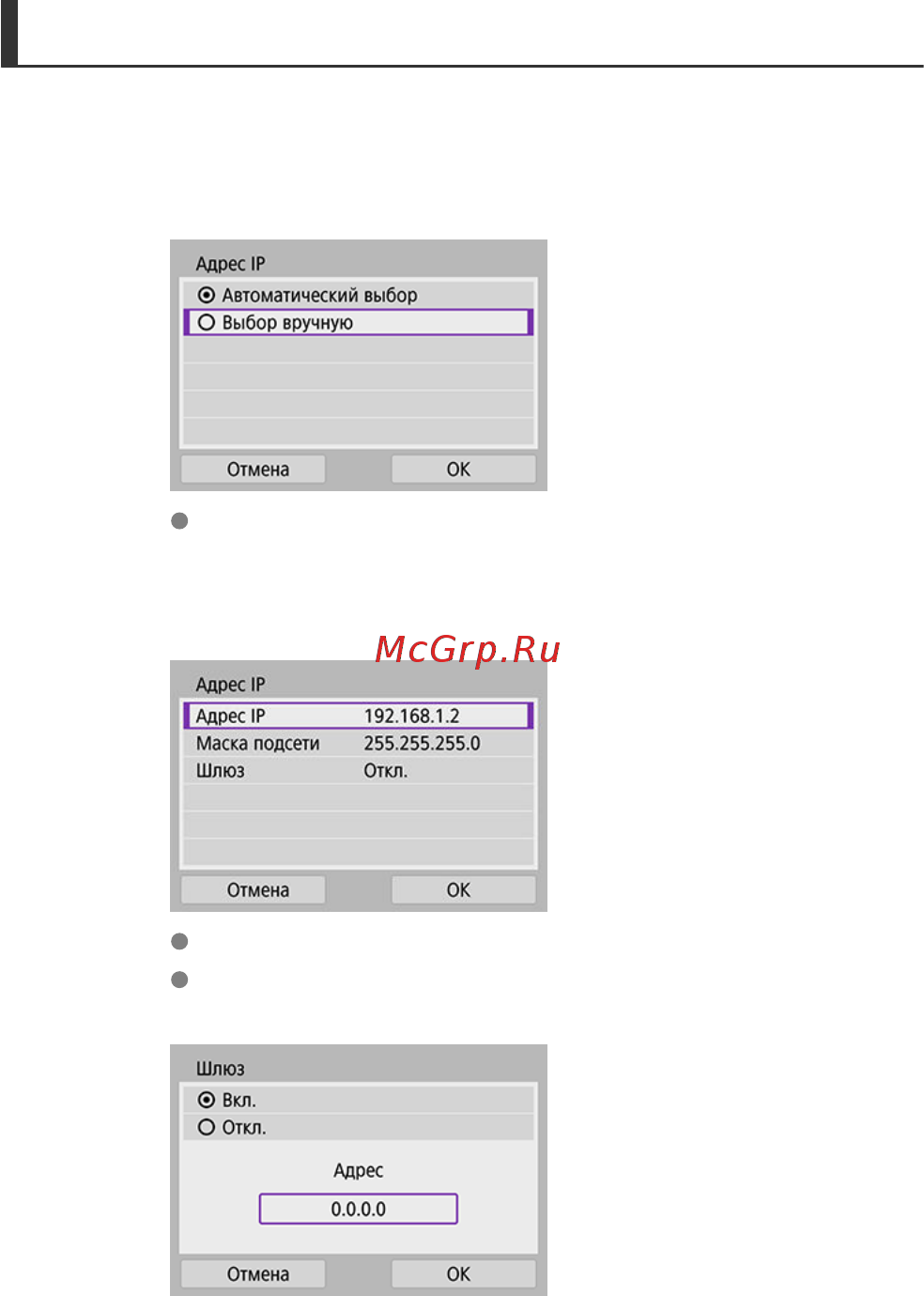 Canon EOS 850D Body [611/809] Настройка ip адреса вручную