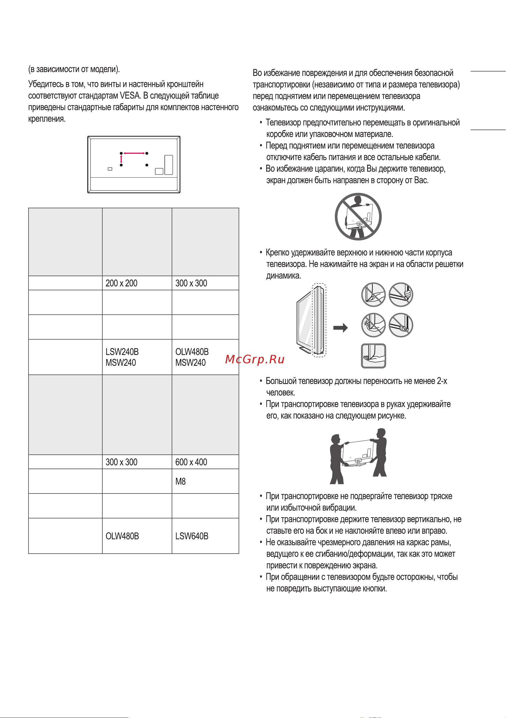 LG 55UN80006LA [5/19] Поднятие и перемещение