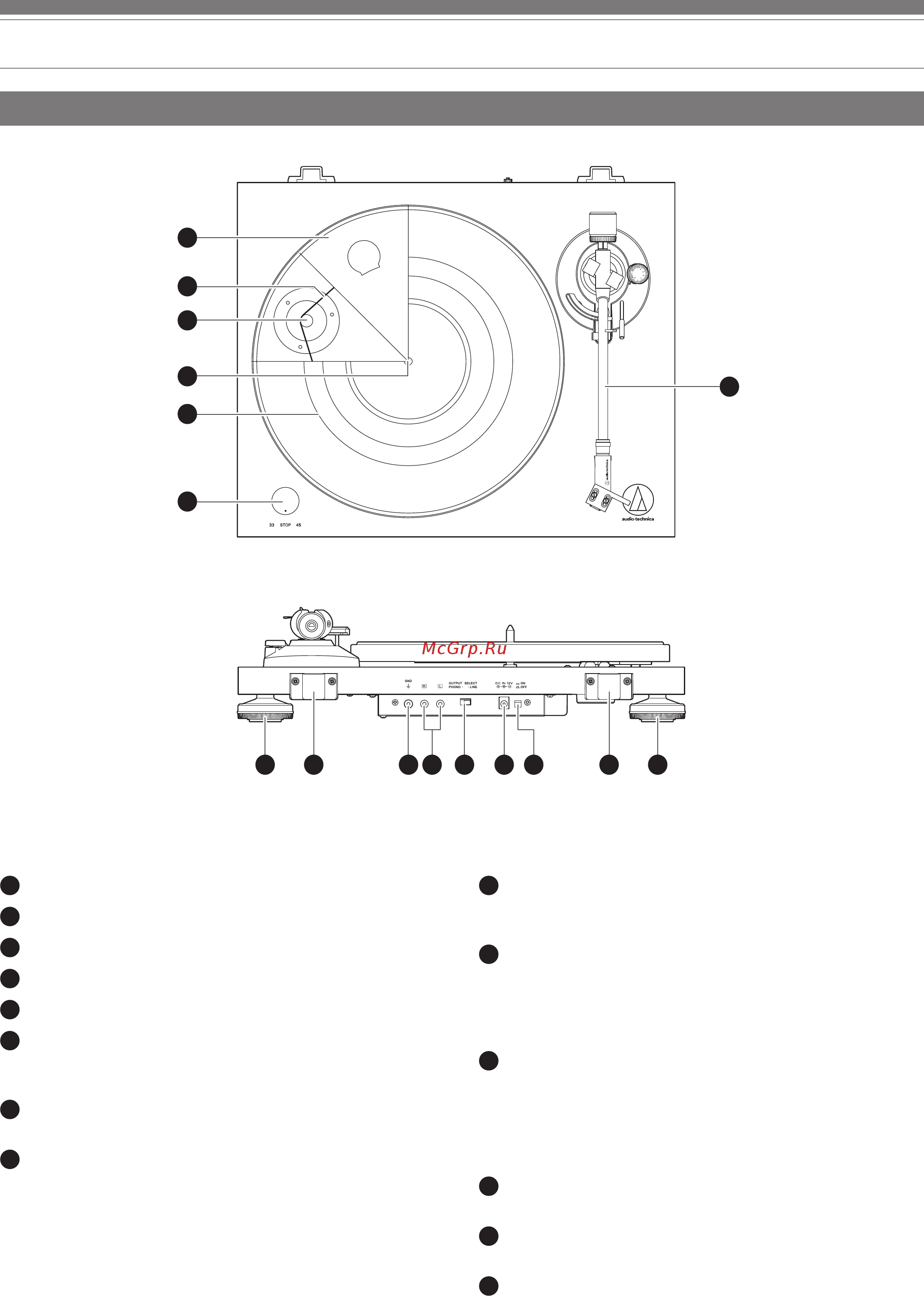 Audio-Technica AT-LPW50BT [5/18] Название и назначение частей