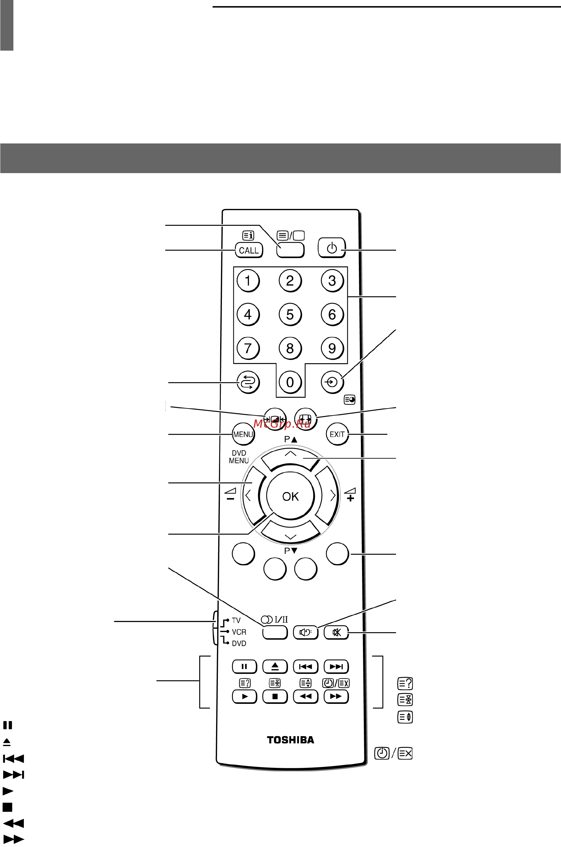 Toshiba 32 WL36 P [12/47] Пульт дистанционного управления