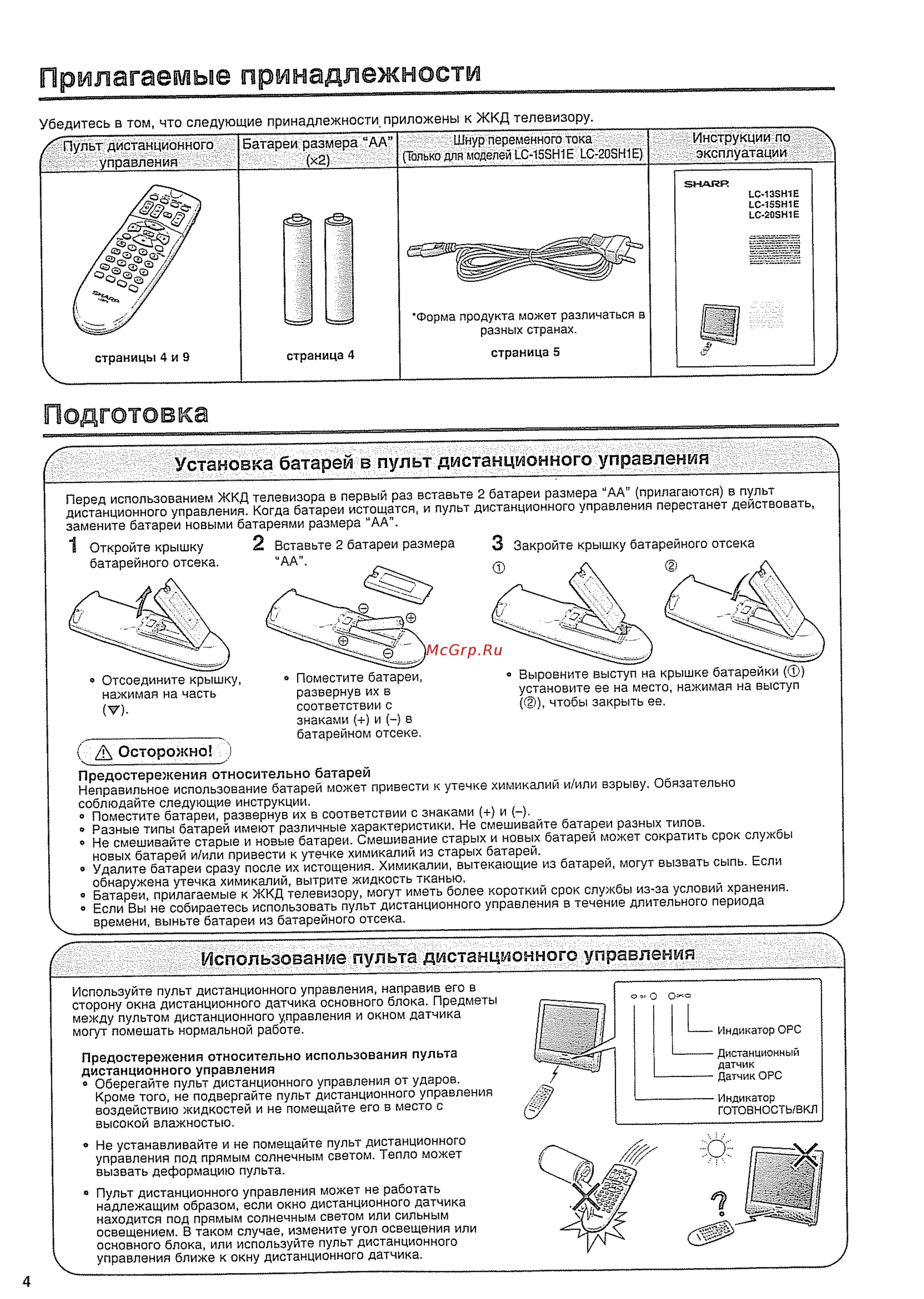 Sharp LC-15 SH1E [6/36] Подготовка