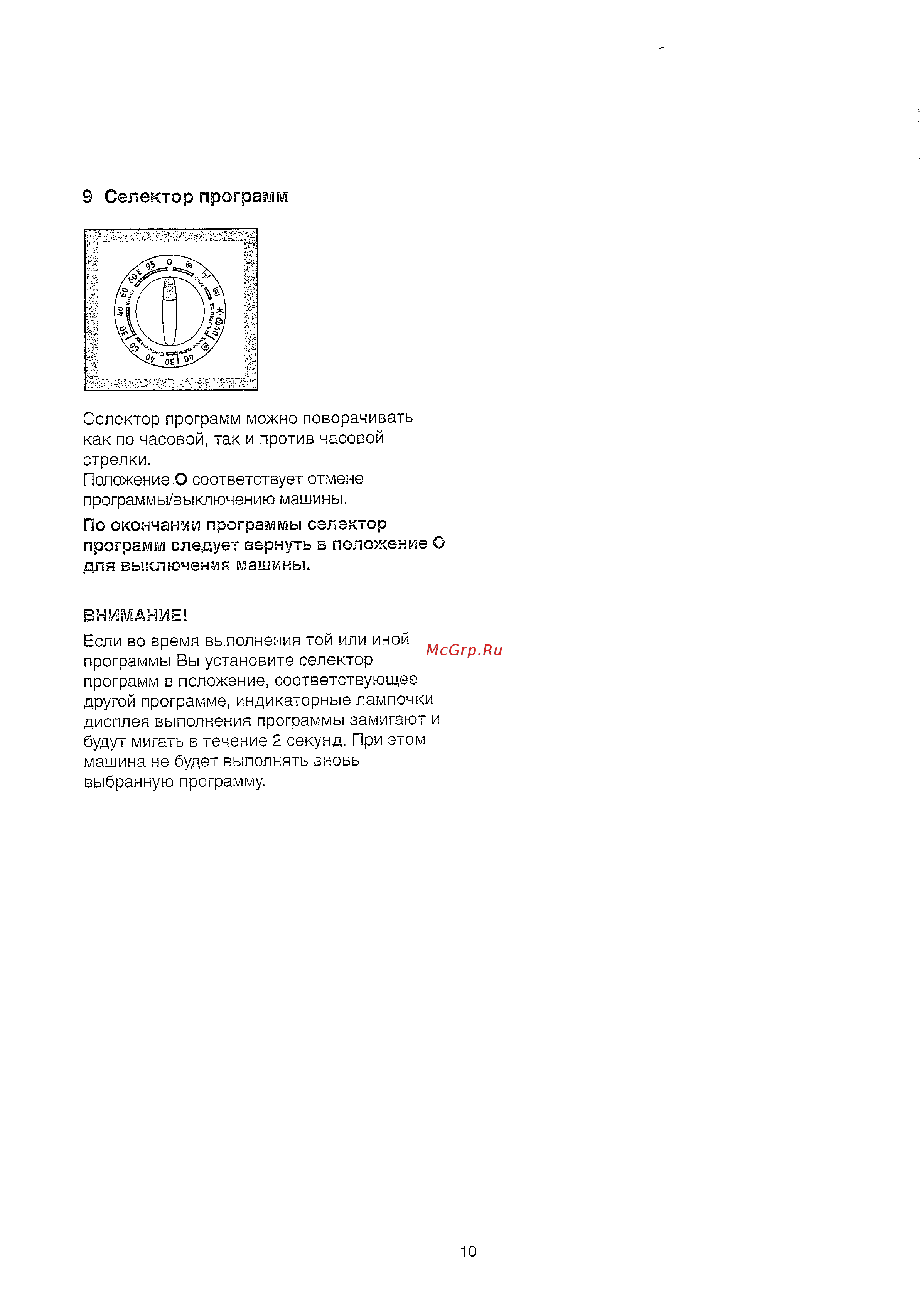Zanussi FE1002 [11/30] Селектор програ м