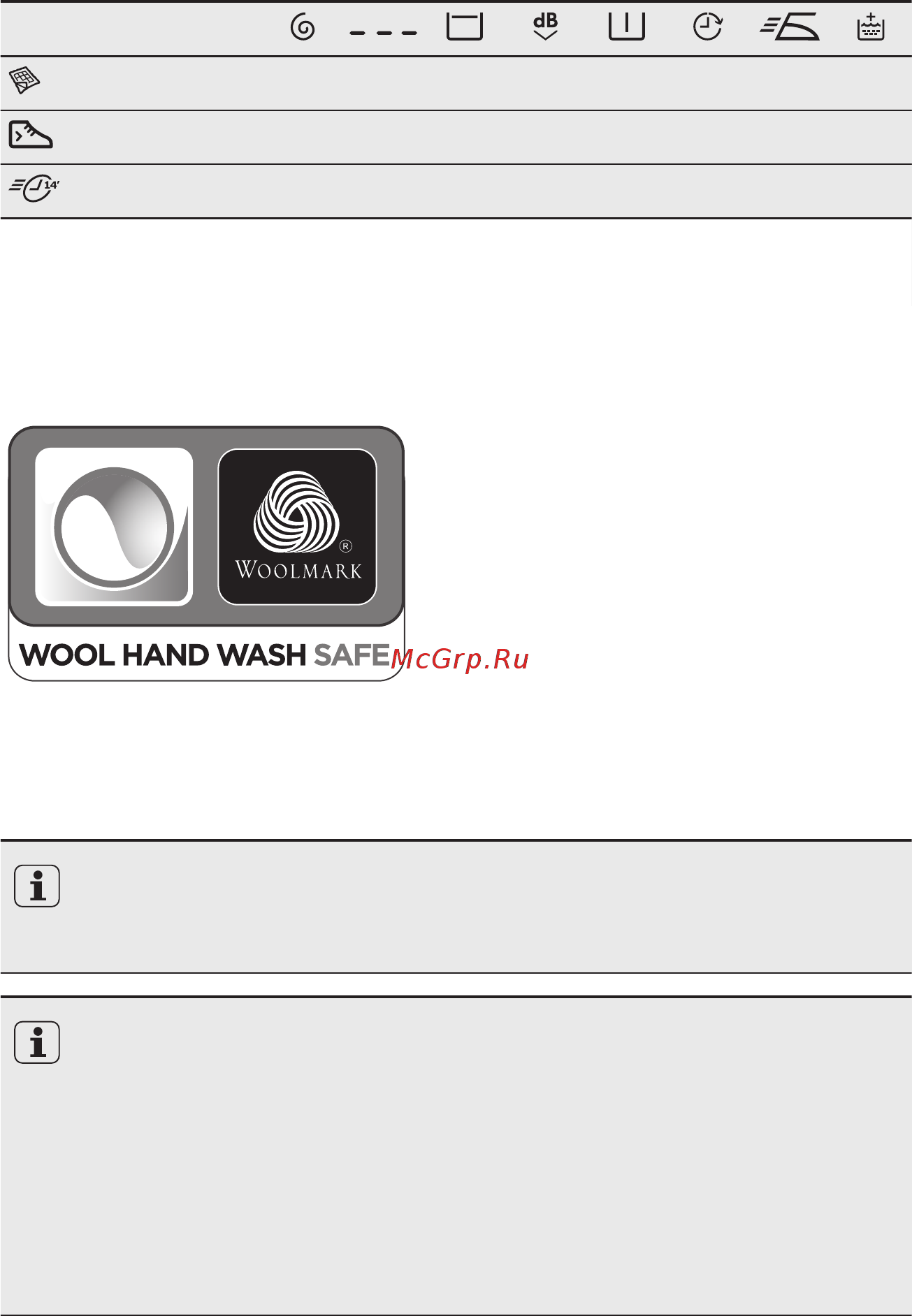 Electrolux EWF1287EMW [11/60] Woolmark apparel care көк
