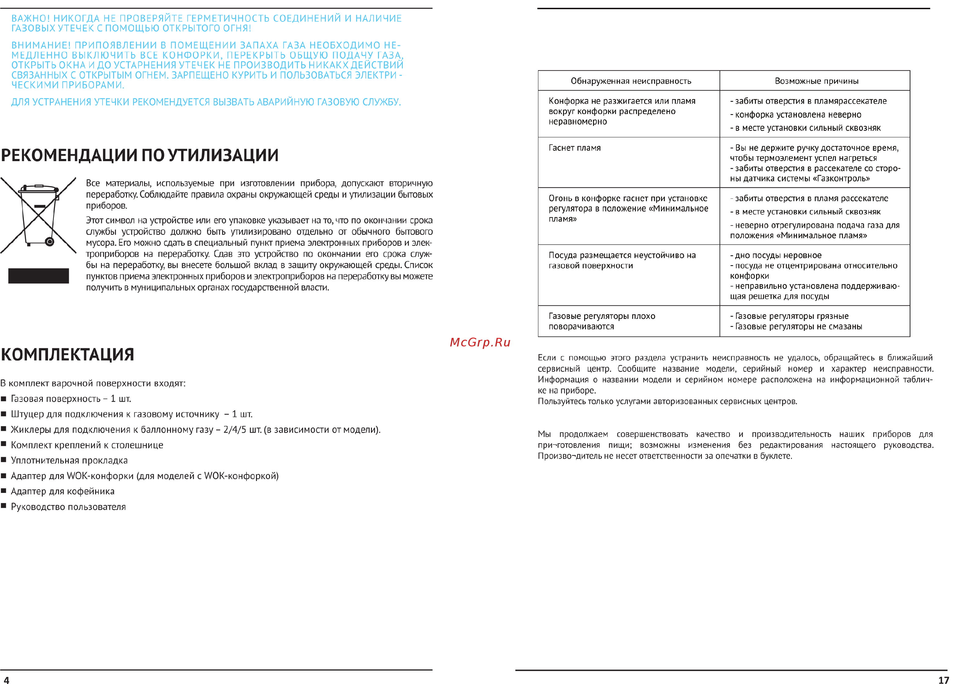 Korting HGG 685 CTW [4/10] Комплектация
