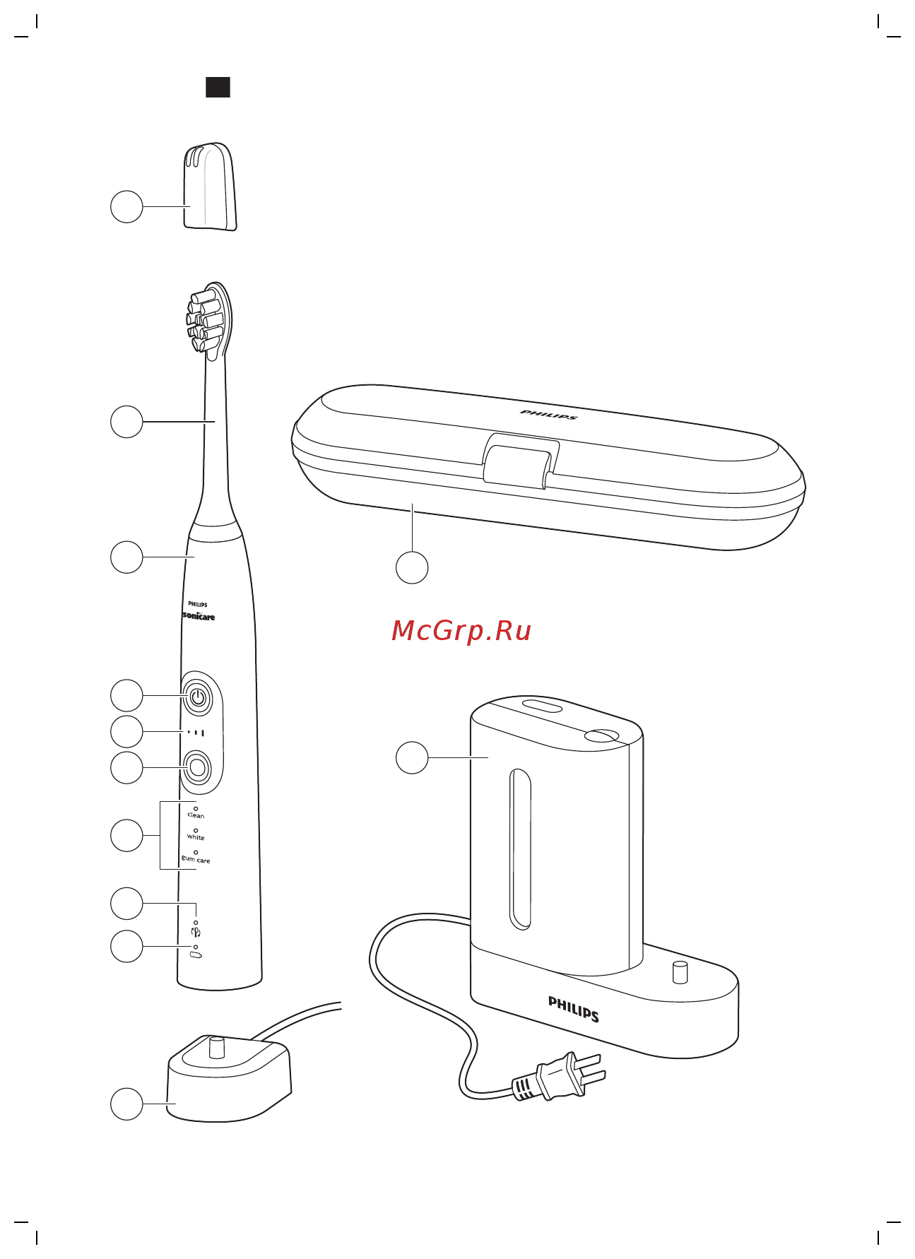 Philips Sonicare HX8424/47 + компактный ирригатор Airfloss Ultra Инструкция по эксплуатации онлайн [3/104] 584098