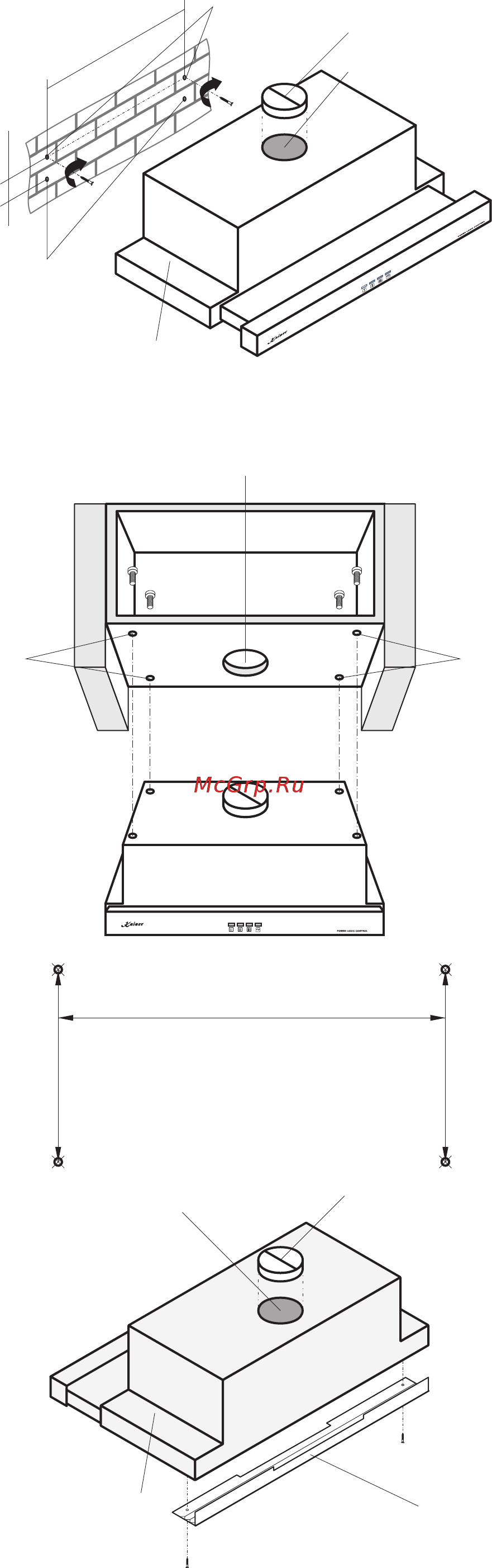 Kaiser EA 644 ElfEm Eco [10/56] Mounting of a cooker hood with electronic control