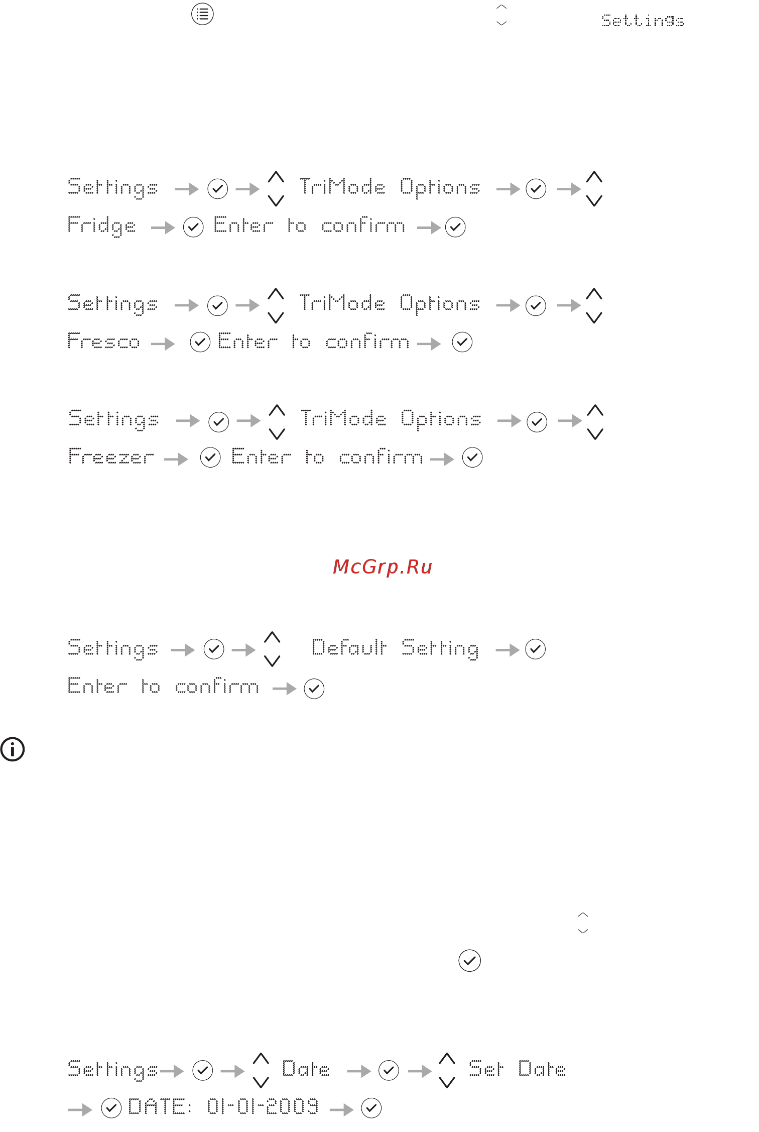 KitchenAid KCVWX 20600R [15/32] Стандартные установки меню menu