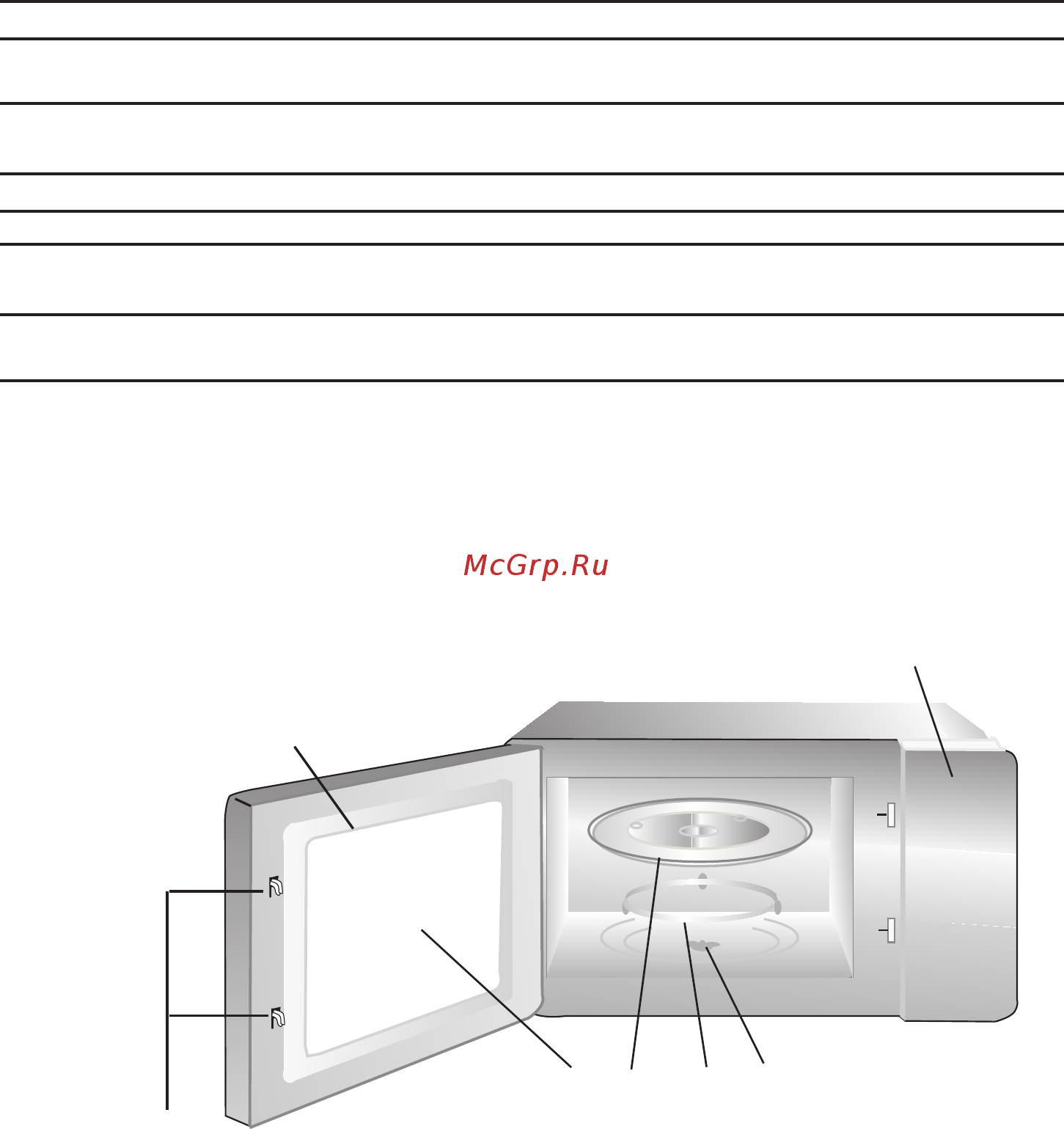 Haier HMX-MM207W [7/12] Установка печи названия частей и аксессуаров печи