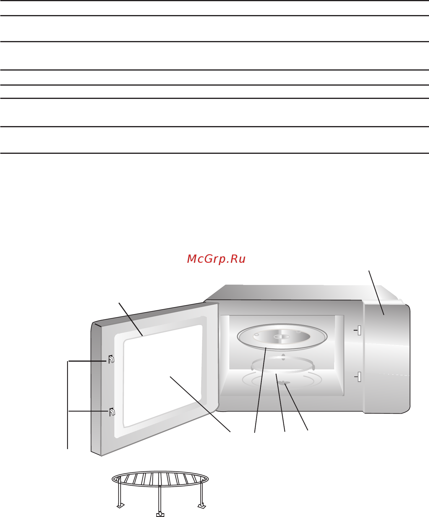 Haier HMX-DG207S [7/16] Установка печи названия частей и аксессуаров печи