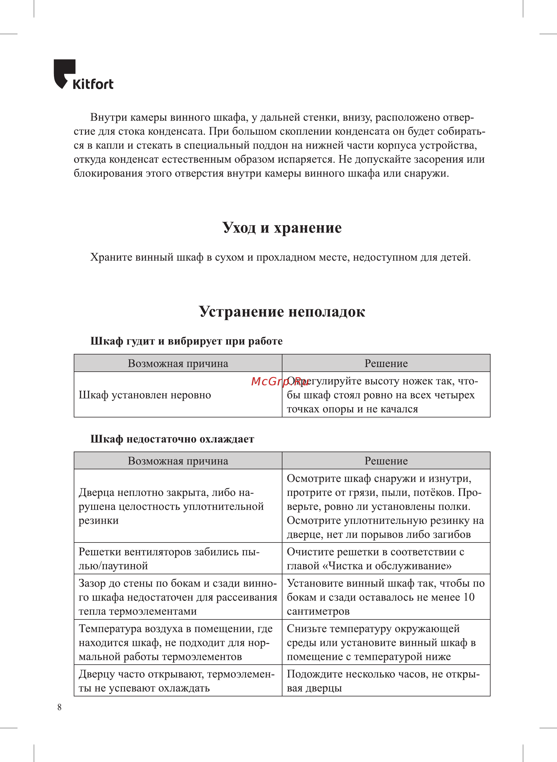 Kitfort КТ-2408 [8/12] Устранение неполадок