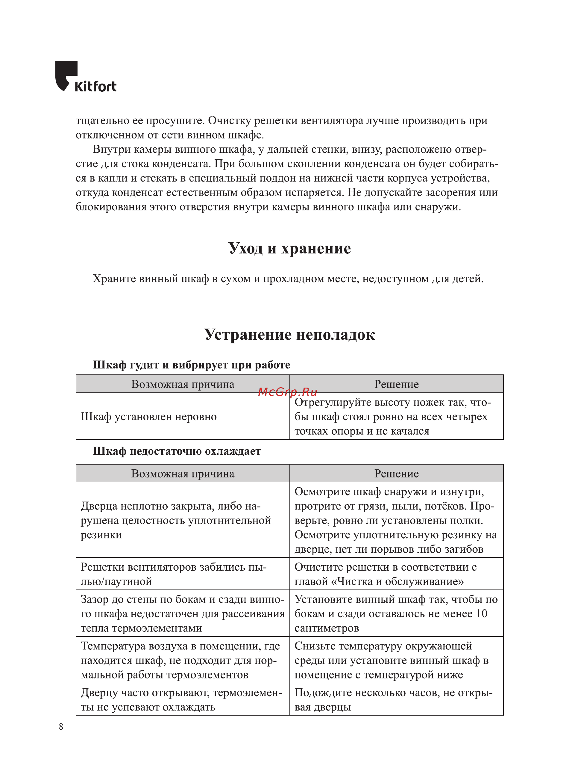 Kitfort КТ-2409 [8/12] Устранение неполадок