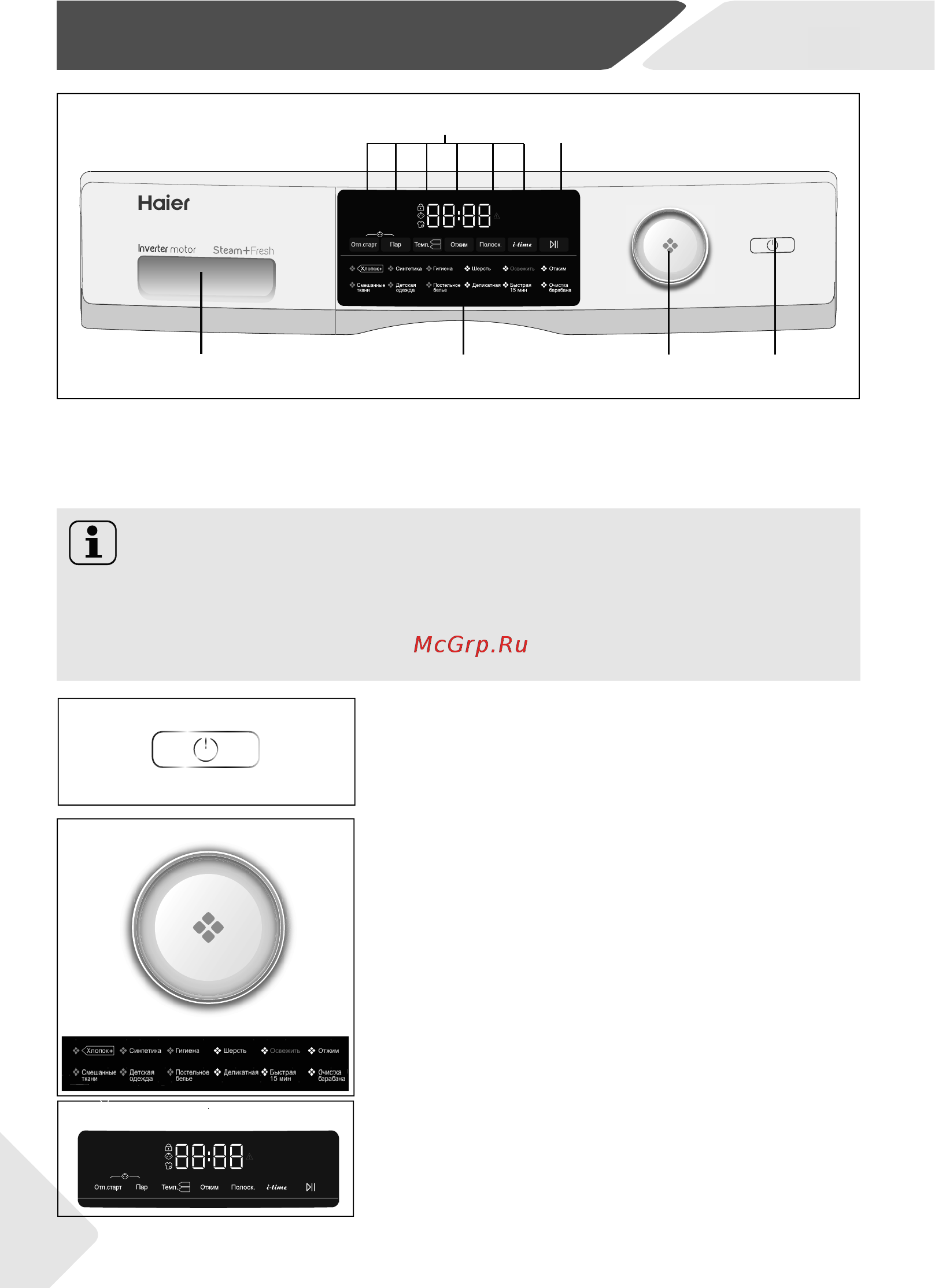 Haier HW60-BP12959A [8/212] Панель управления